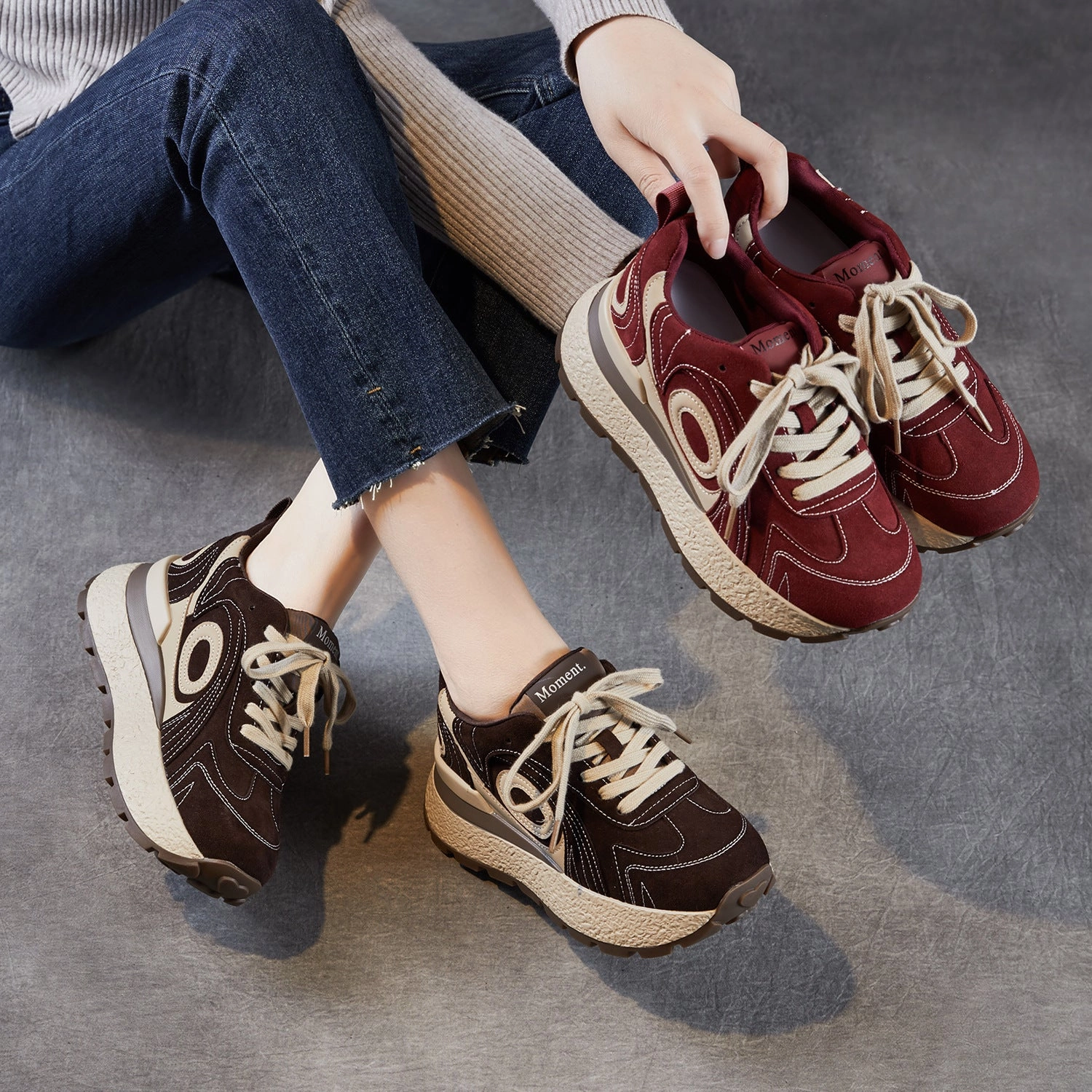 Women's Fashion Quilted Leather Chunky Platform Sneakers Sneakers Saucony