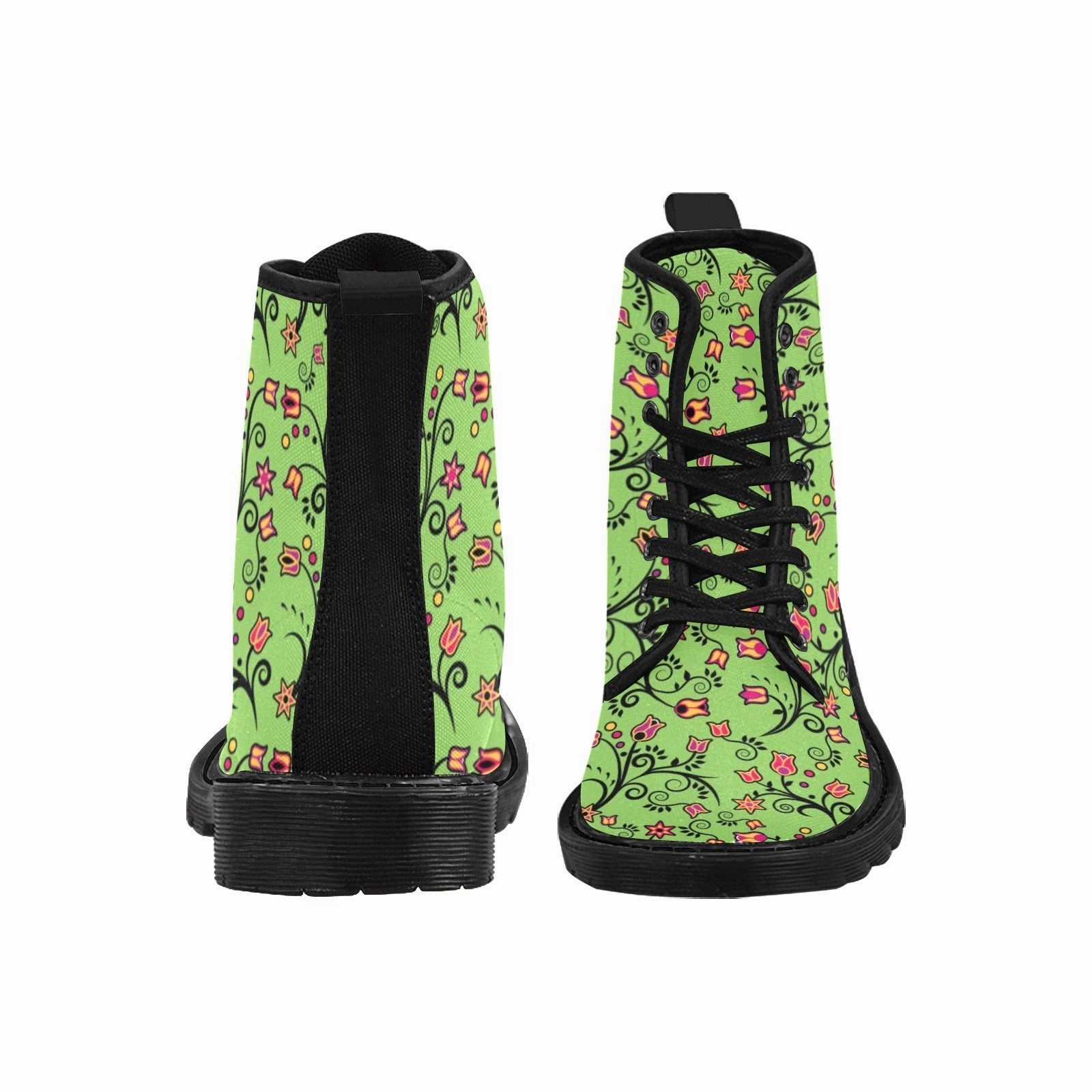 Combat Boots With Gold Heel LightGreen Yellow Star Boots for Men (Black)