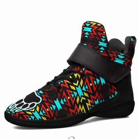 Fire Colors and Turquoise Bearpaw Ipottaa Basketball / Sport High Top Shoes - Black Sole Carbon Fiber Basketball Shoes