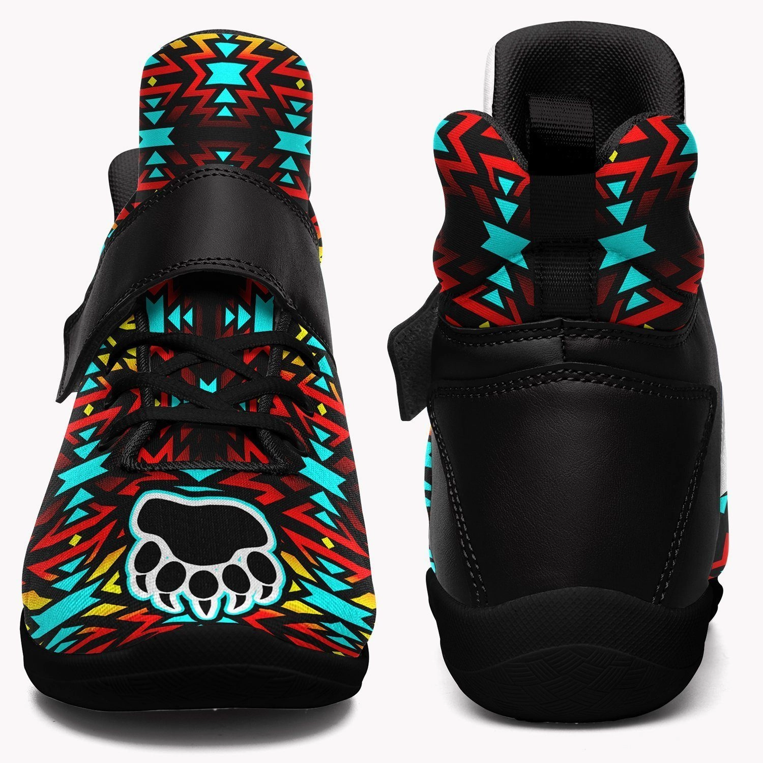 Fire Colors and Turquoise Bearpaw Ipottaa Basketball / Sport High Top Shoes - Black Sole Top Of The Line Basketball Shoes