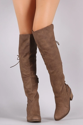 Autumn Knee High Boots Vegan Leather Back Lace Up Over The Knee Boots