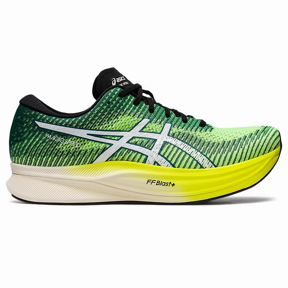Asics Rare Wrestling Shoes Men's Asics Magic Speed 2, Safety Yellow/White, 13 D Medium