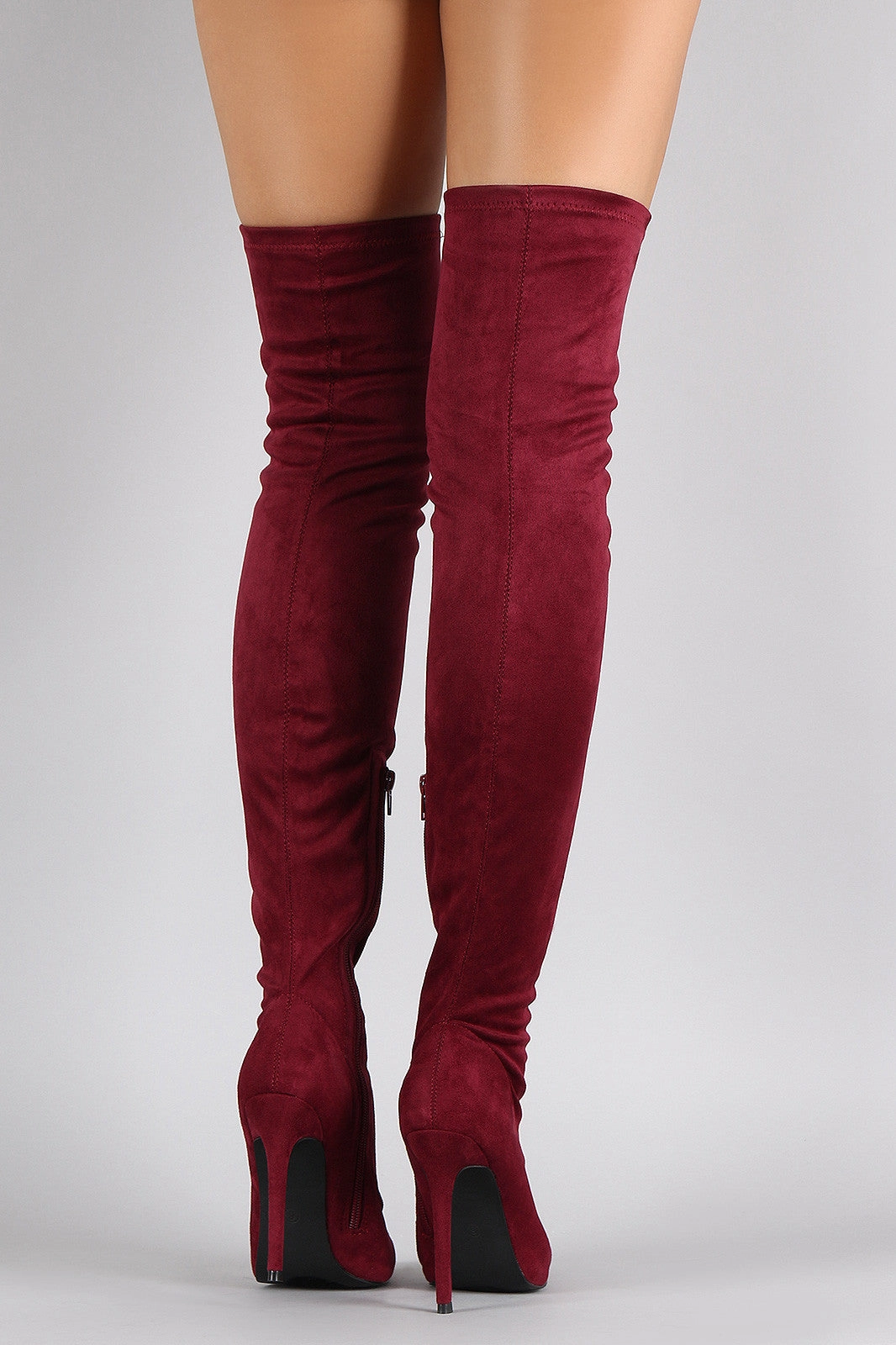 Knee High Boots With Pants Liliana Suede Pointy Toe Stiletto Over-The-Knee Boots
