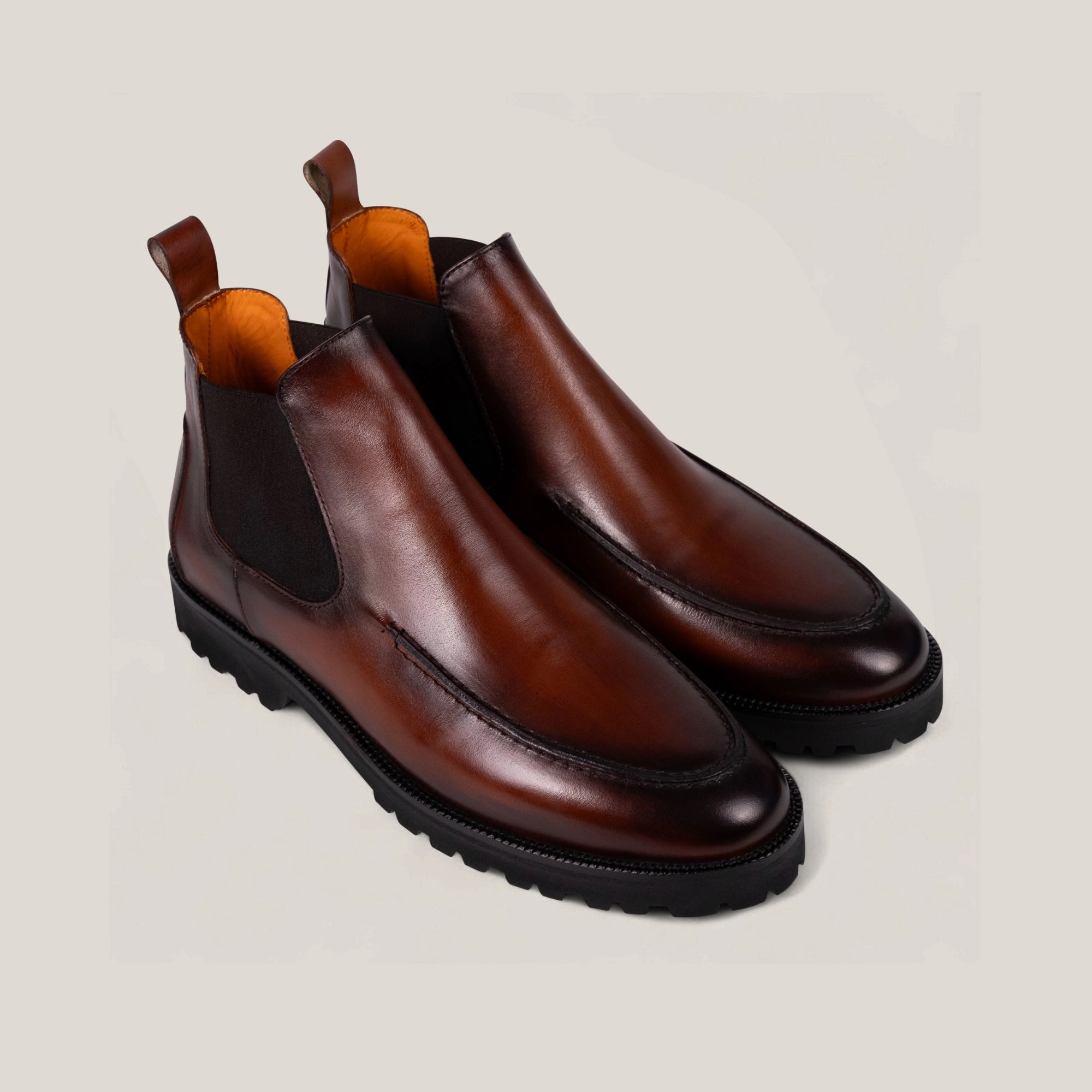 Livorno Country - Cognac Brown Patina Leather - Chelsea Boots Track Sole Chelsea Boots