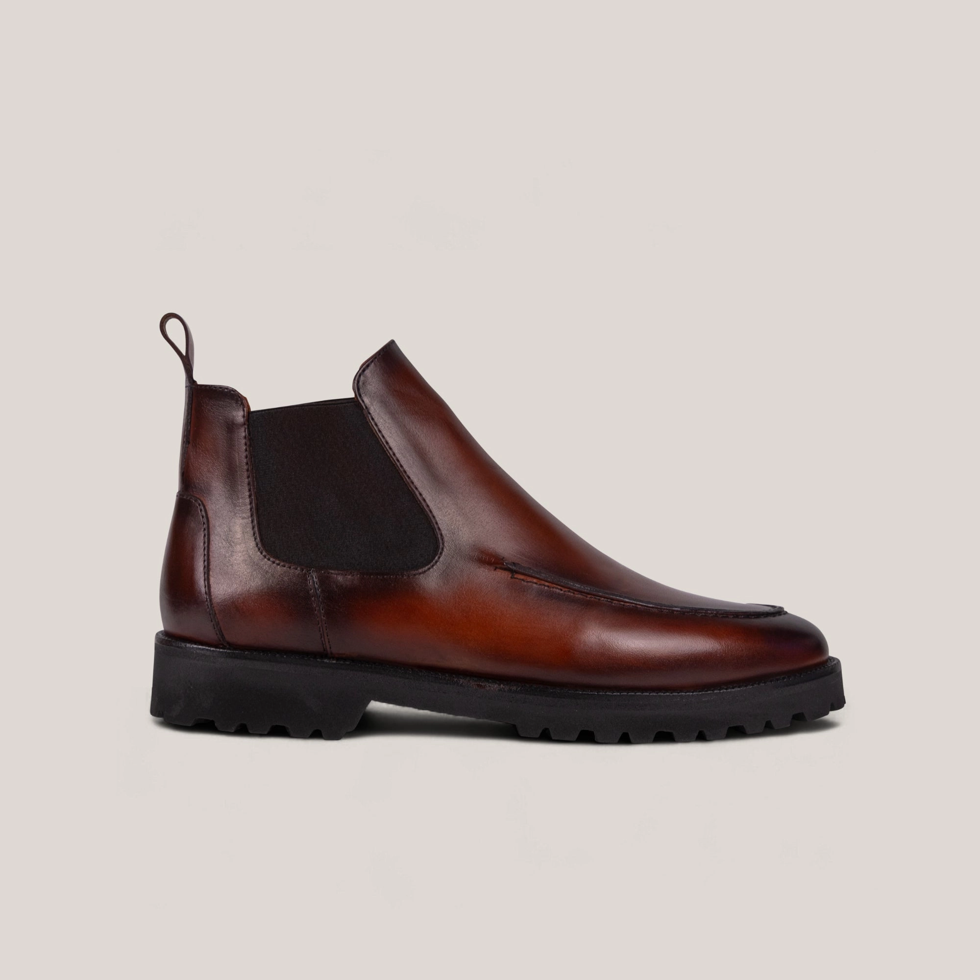 Pointed Chelsea Boots Livorno Country - Cognac Brown Patina Leather - Chelsea Boots