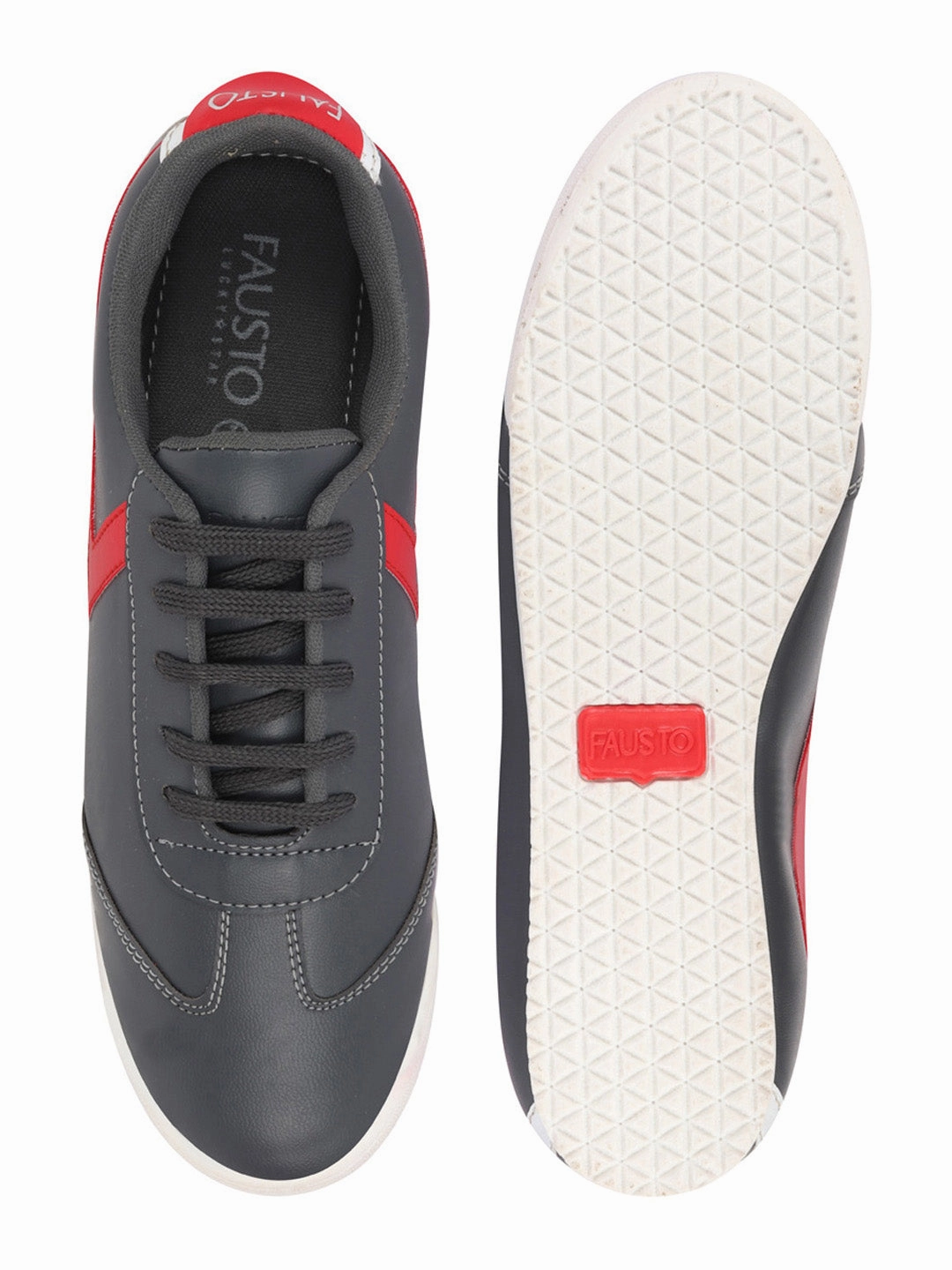 Walk Sneakers Men Grey Lace-Up Classic Striped Sneakers Casual Shoes