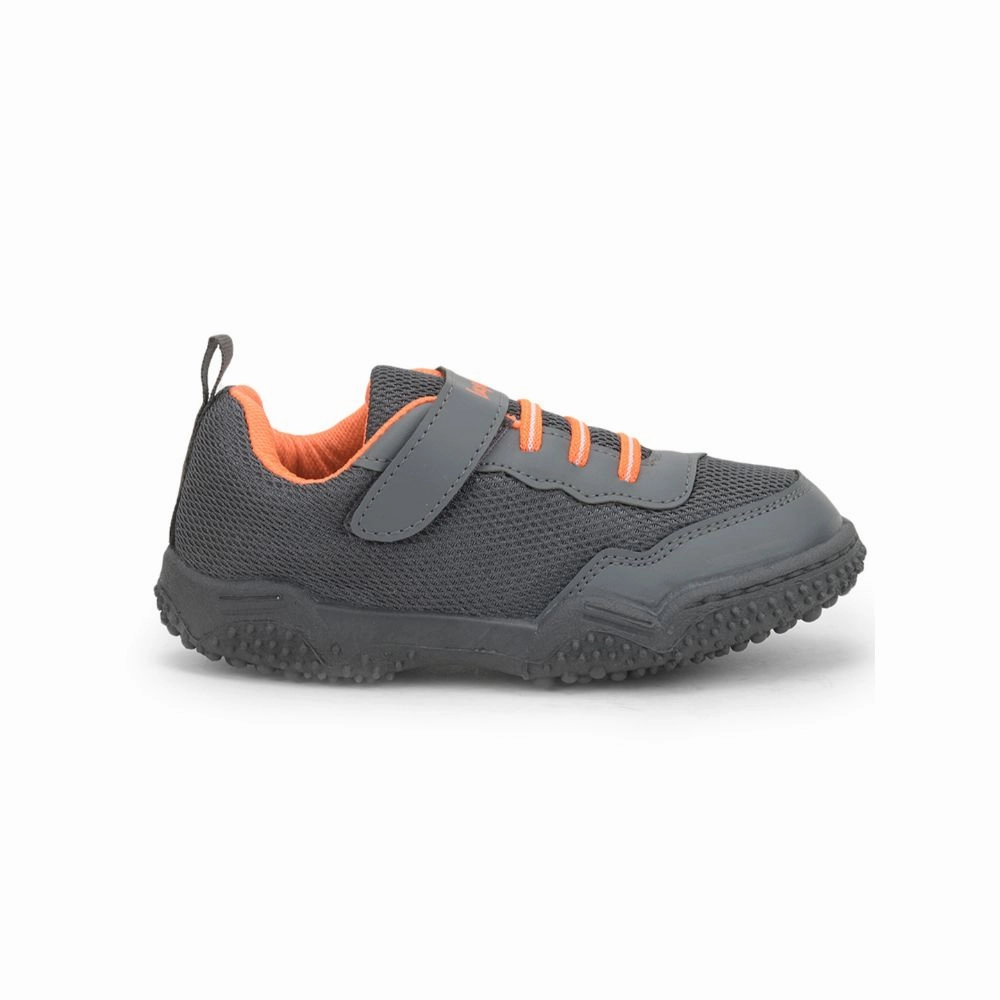 With Arch Support  Walking Tennis Lucy & Luke Grey Sports Non Lacing Shoes For Kids QUICK-1 By Liberty