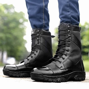 Full Black Pure Leather Army Boots For Men's-JonasParamount Chelsea Boots Aldo