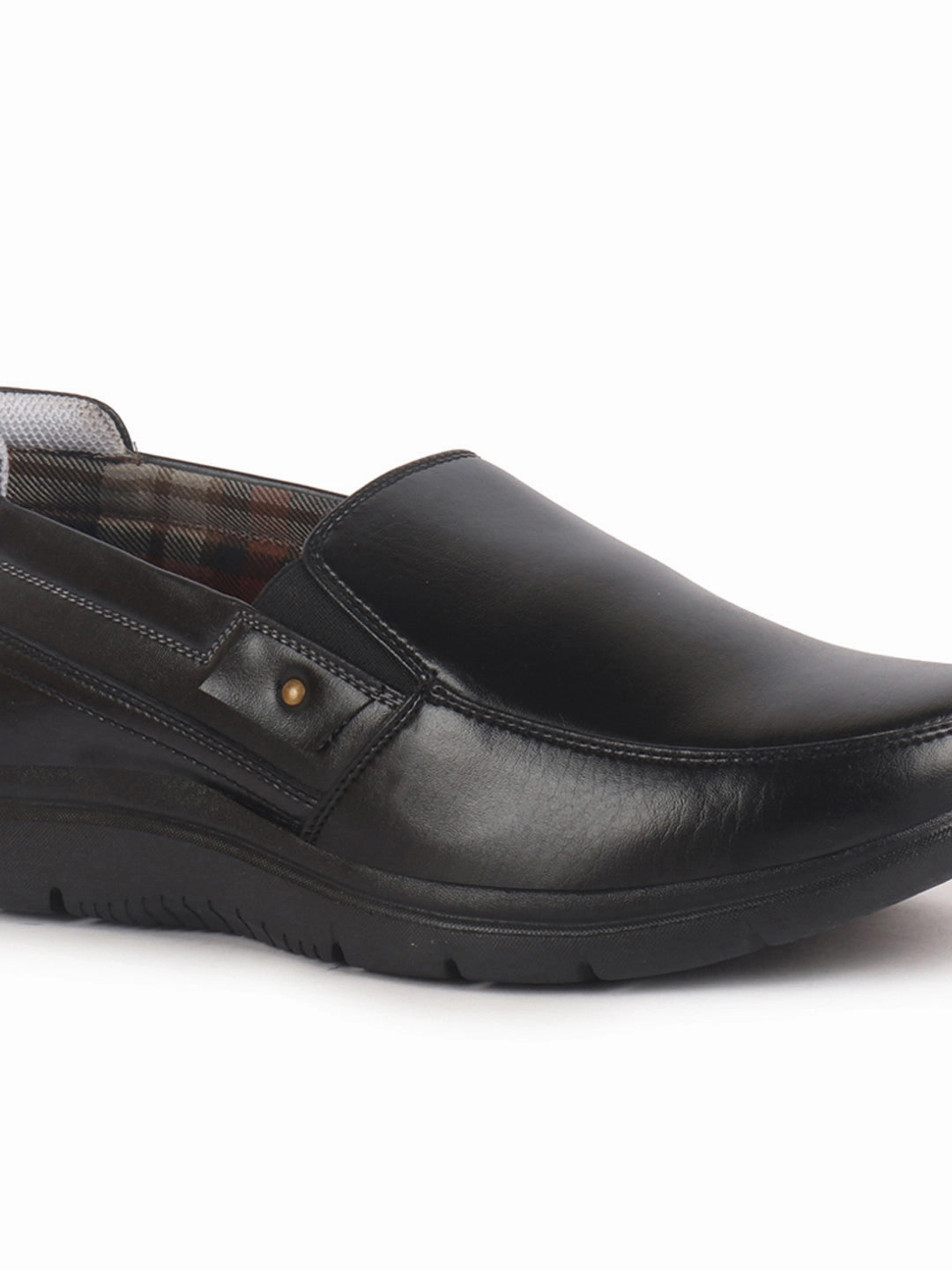 Men Black Genuine Leather Feather Lightweight EVA Sole Formal Office Comfort Broad Feet Slip On Shoes Comfortable Work Boots For Walking All Day