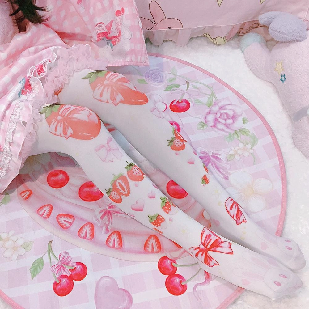 Kendall And Kylie Knee High Boots Strawberry Babe Stockings