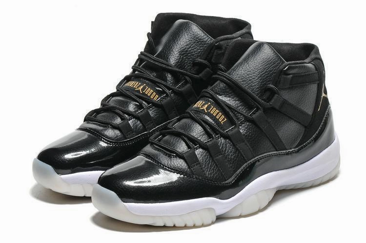 Nike Air Jordan Men 11 Black White Gold Basketball Men Cheap Team Basketball Shoes