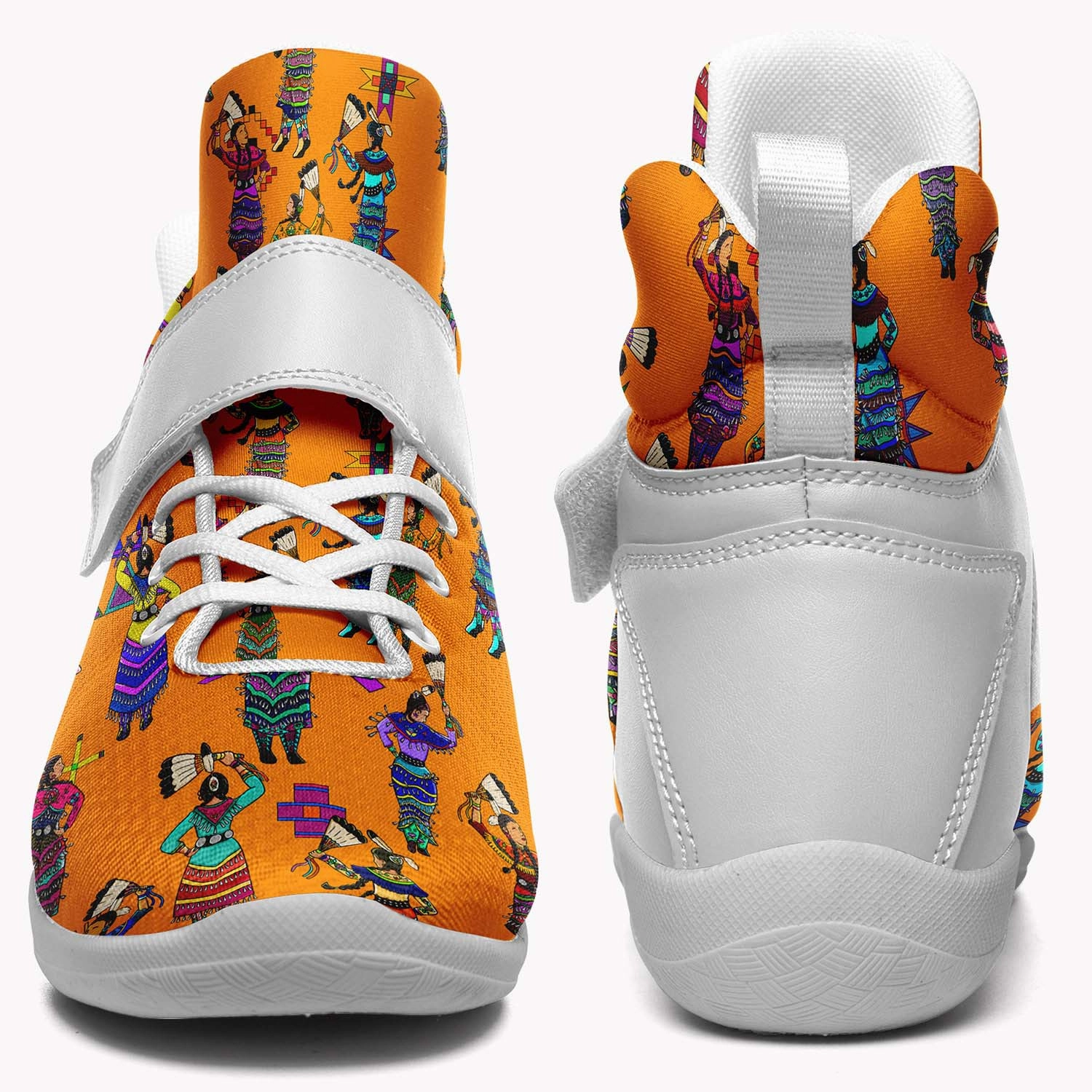 Women's Jingle Dancers Orange Ipottaa Basketball / Sport High Top Shoes - White Sole Basketball Shoes Blue And Black