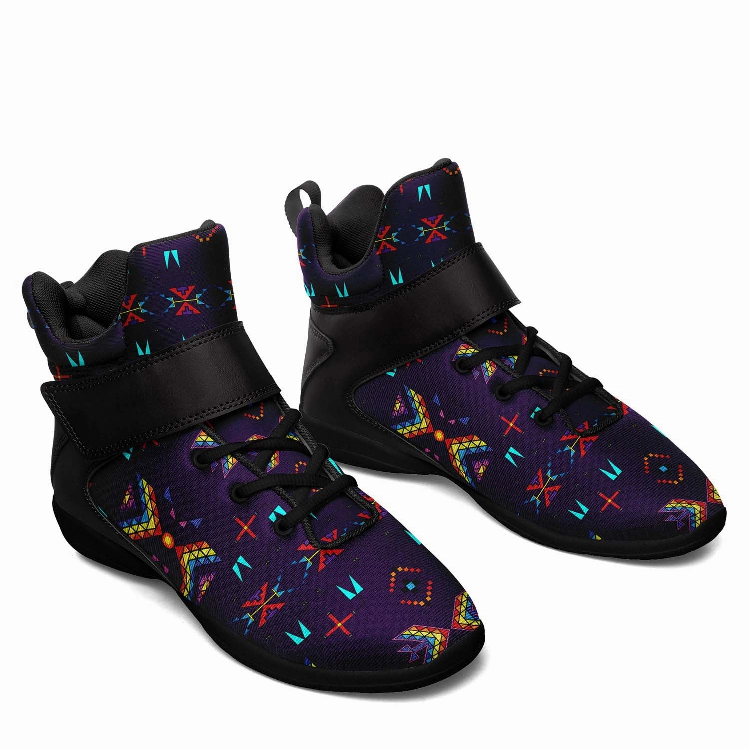 Rainy Chief Rainbow Dark Purple Ipottaa Basketball / Sport High Top Shoes - Black Sole Things To Write On Your Basketball Shoes