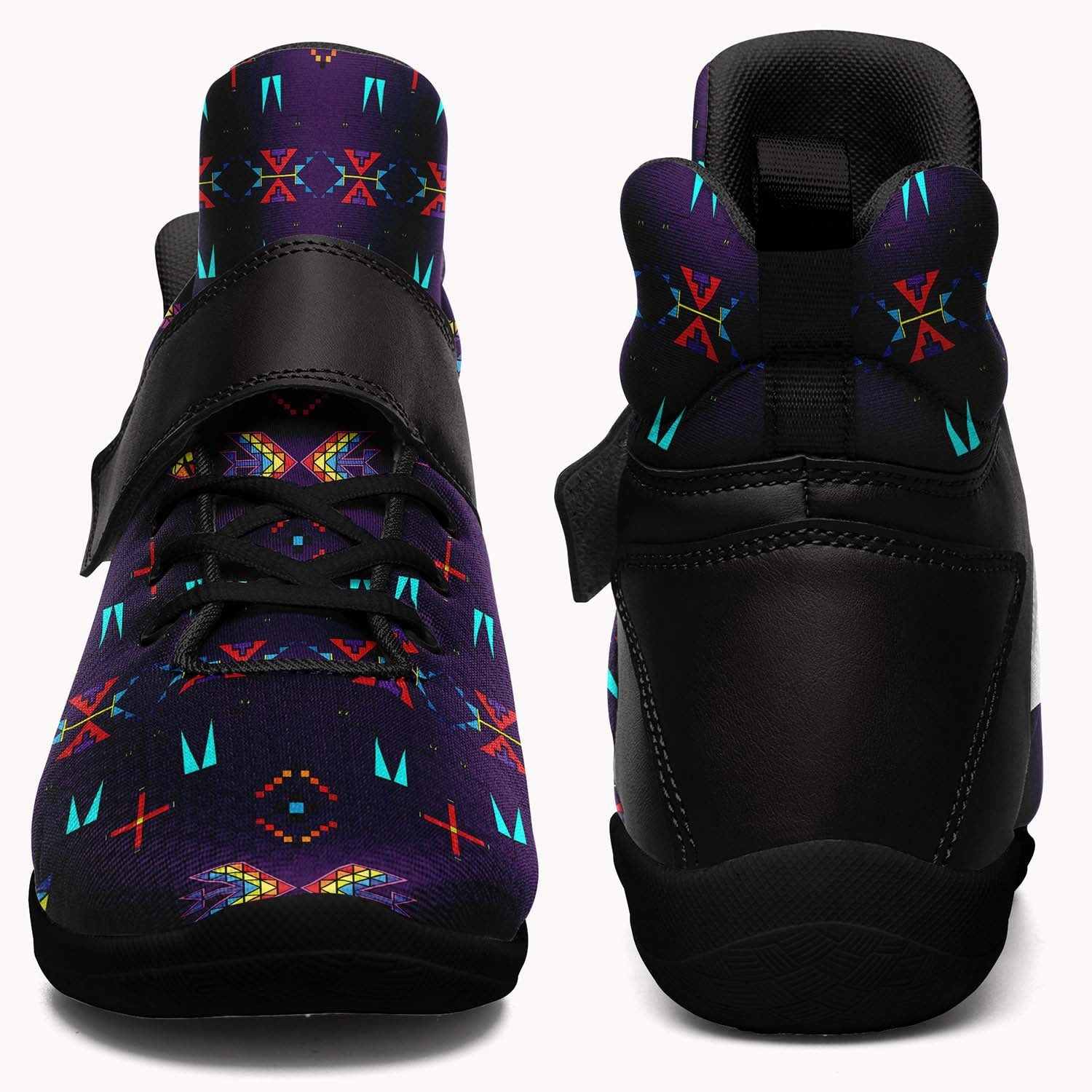 The Greatest Basketball Shoes Of All Time Rainy Chief Rainbow Dark Purple Ipottaa Basketball / Sport High Top Shoes - Black Sole