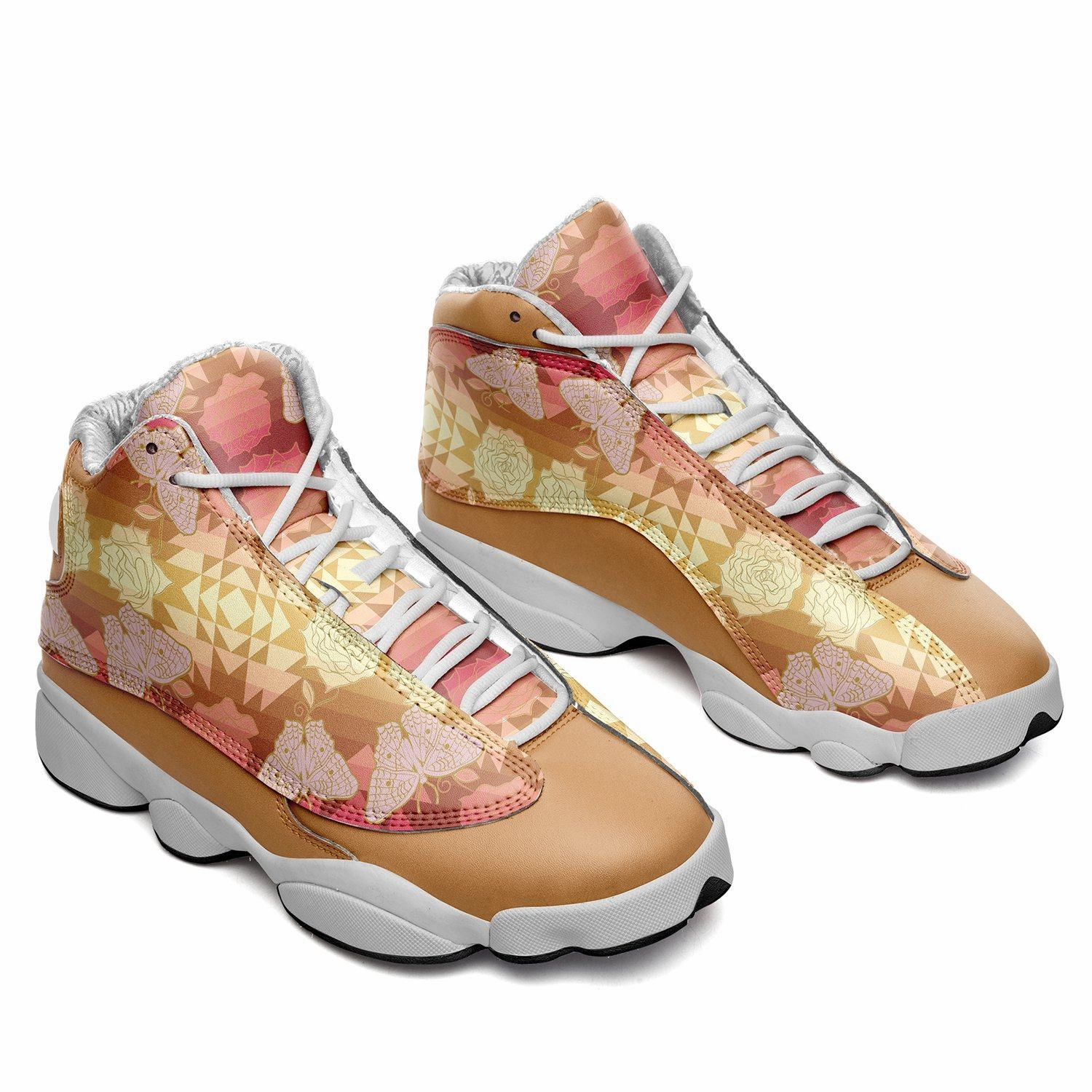 Basketball Shoes Indoor Butterfly and Roses on Geometric Isstsokini