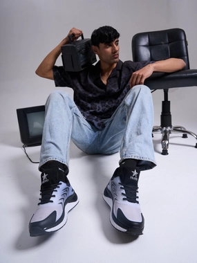 Men Black Colorblocked Lace Up Sneakers| Sports Running Shoes|Anti-Skid Phylon Sole|Lace-Up Athleisure Shoes|Walking Shoes Training Sneakers