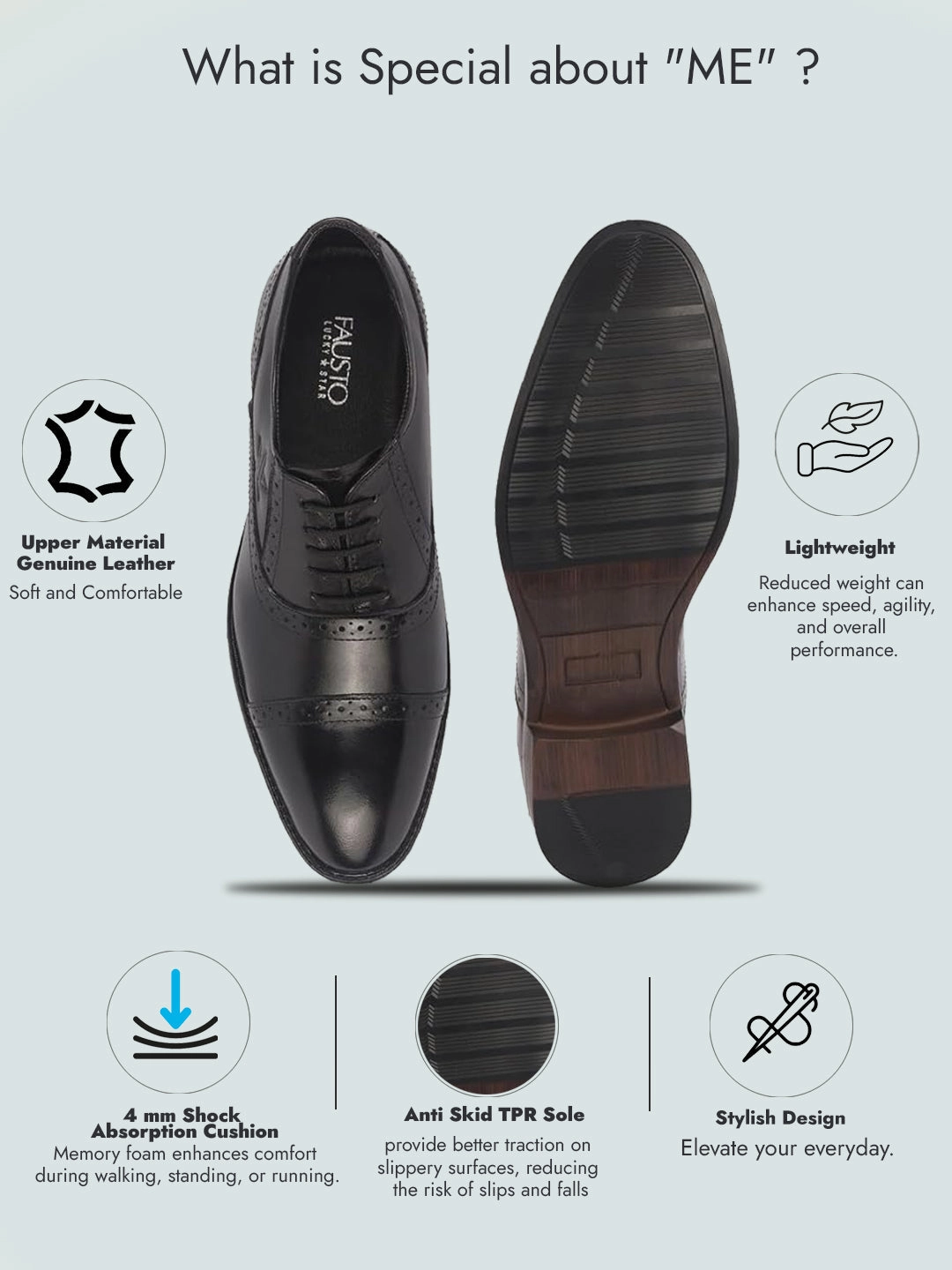 Slip On Work Boots Waterproof Men Black Genuine Leather Formal Lace Up Brogue Shoes for Office|Meeting Event Shoes with Comfort