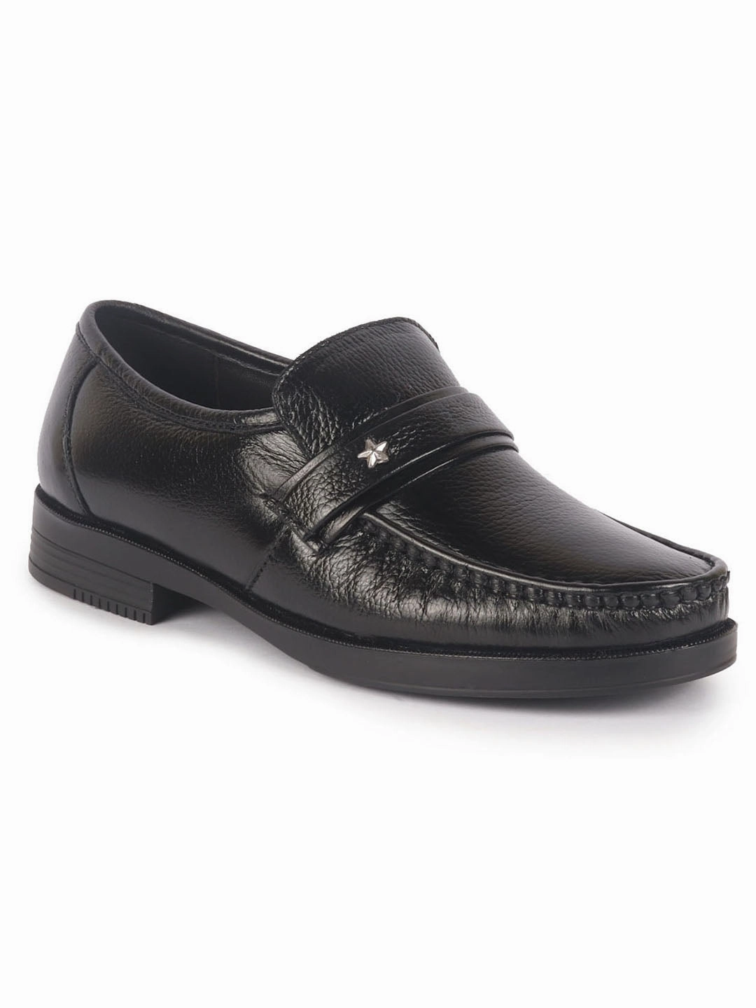 Men Black Genuine Leather Formal Slip On Moccasins Shoes for Office|Memory Cushion Meeting Slip-Ons Farm And Ranch Work Boots