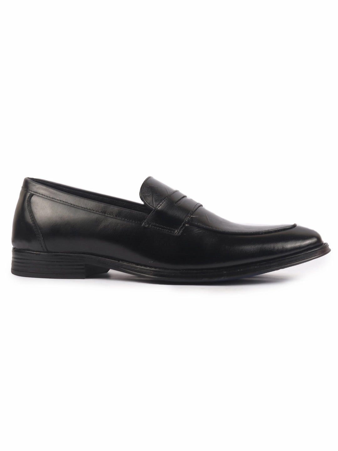 Men Black Genuine Leather Formal Textured Slip On Shoes for Office Meetings|All Day Long Comfort With Soft Cushioned Best Work Boots Comfort
