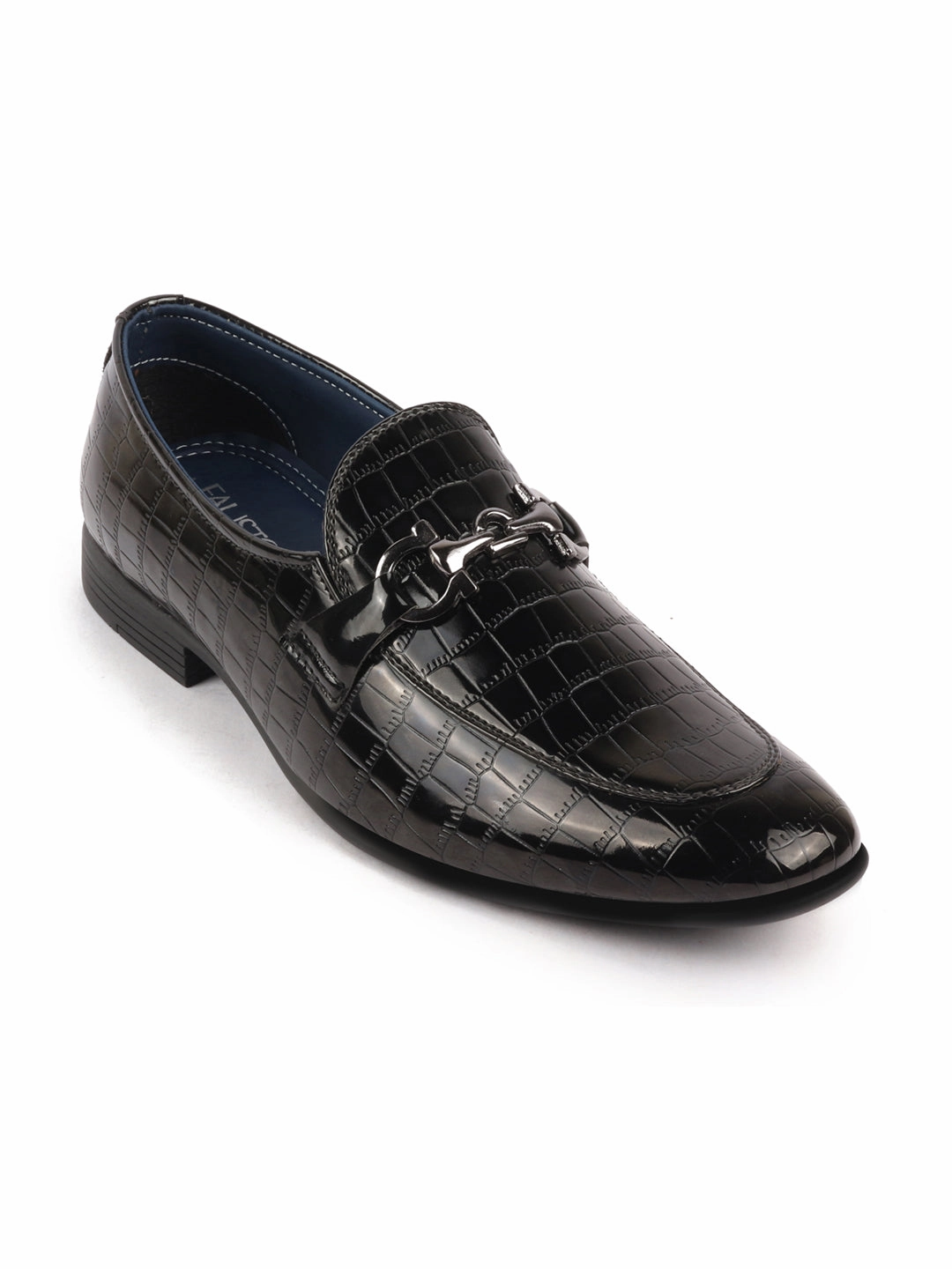 Men Black Party Formal Patent Leather Embossed Design Buckle Slip On Loafer Shoes Most Comfortable Durable Work Boots