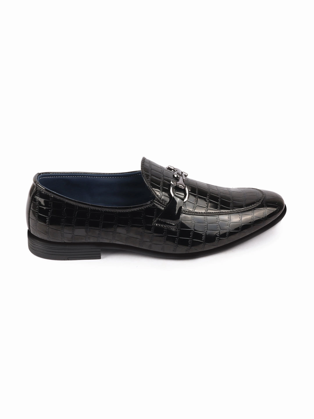 Men Black Party Formal Patent Leather Embossed Design Buckle Slip On Loafer Shoes Best Cushioned Insoles For Work Boots