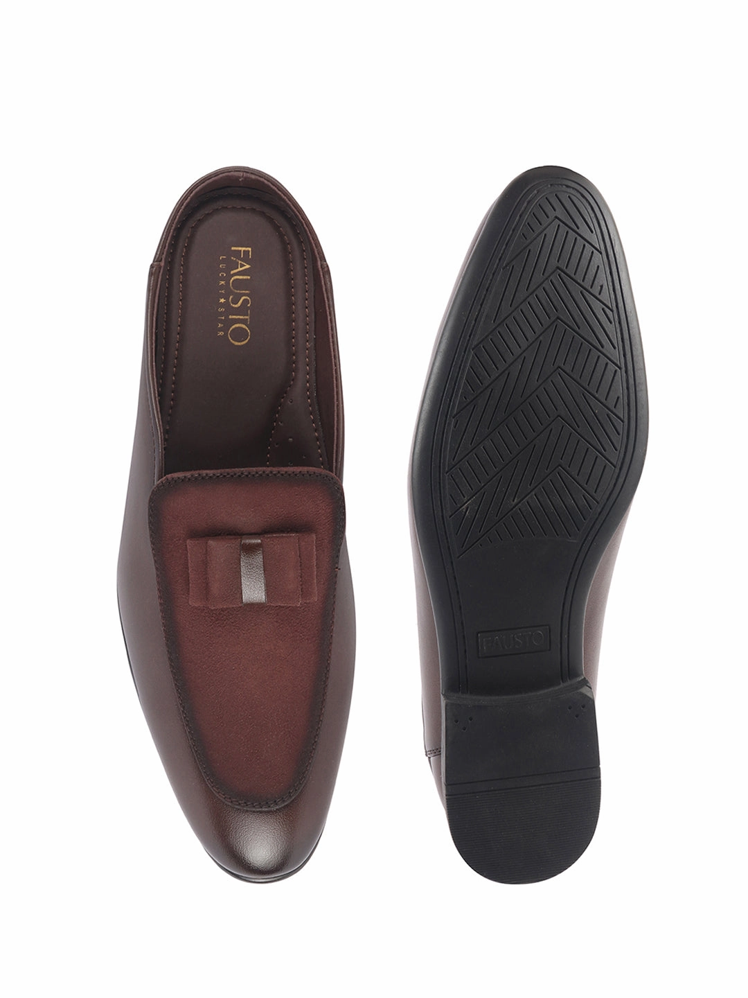 Ironworker Work Boots Men Brown Bow Design Velvet Upper Back Open Evening Party Formal Slip On Shoes|Memory Cushioned Insole Mules for Wedding, Office, Cocktail Tuxedo Dress|Lightweight and Comfort