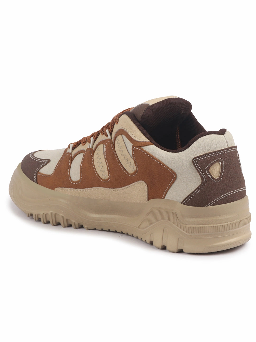 Men Brown Colorblocked Casual Lace-Up Stylish Sneaker|Modern Design Sneakers with Comfort Street Style Shoes|Anti Skid Sole Shoes And Sneakers