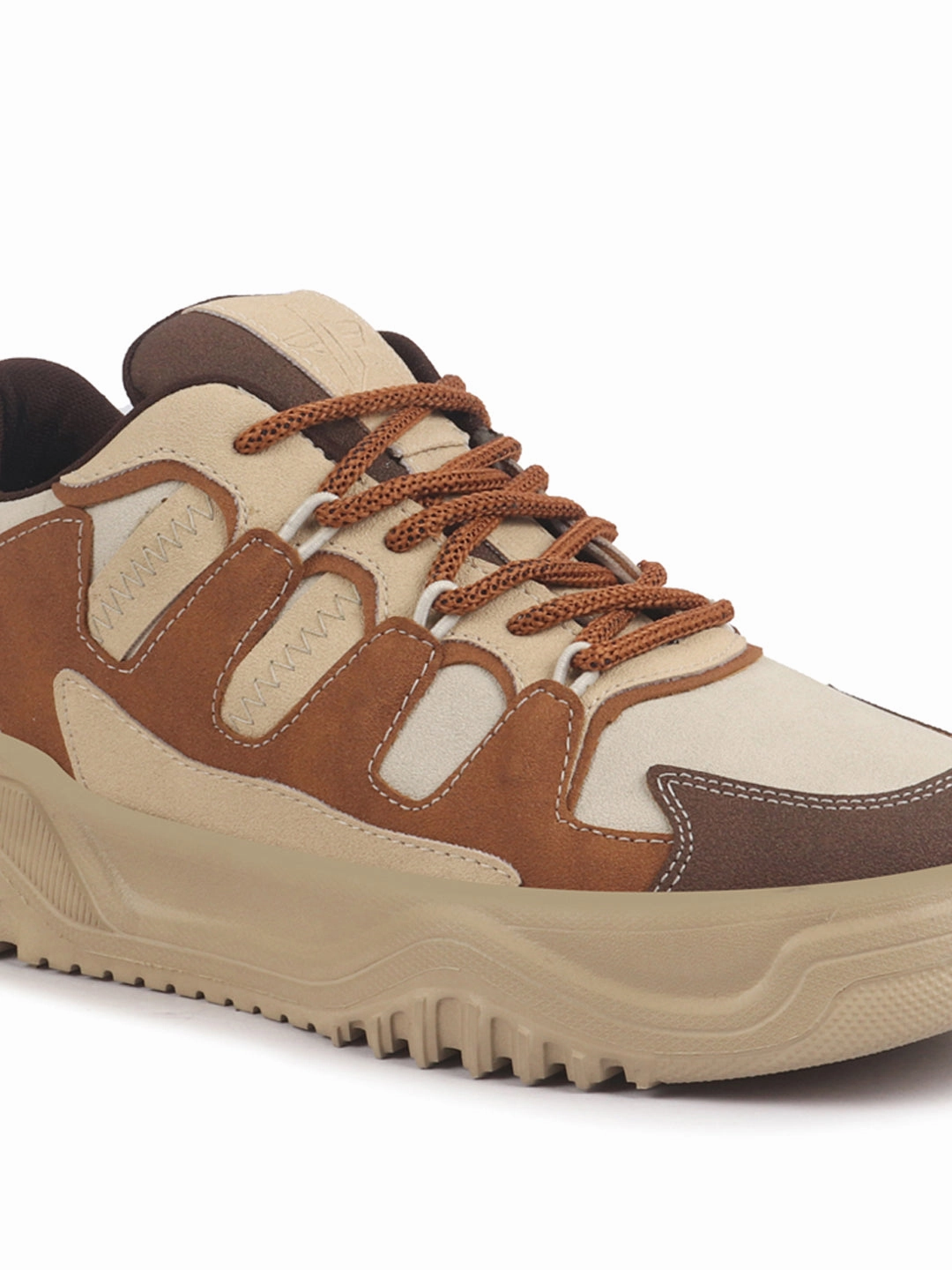 Peak Sneakers Men Brown Colorblocked Casual Lace-Up Stylish Sneaker|Modern Design Sneakers with Comfort Street Style Shoes|Anti Skid Sole