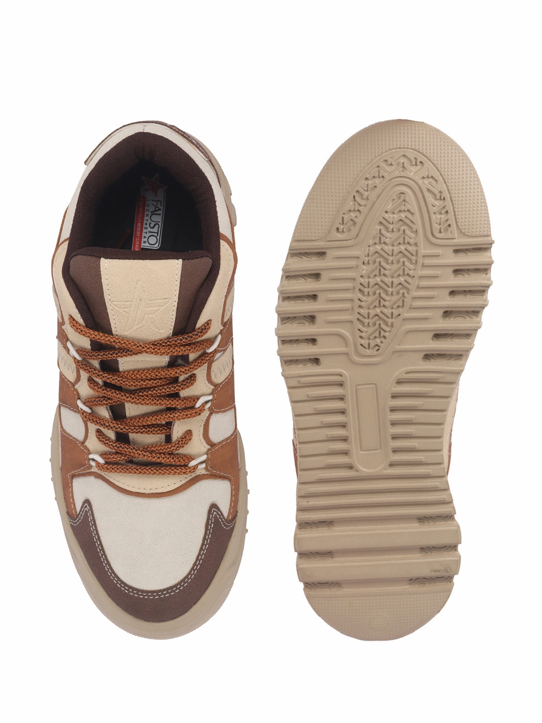 Thigh High Sneakers Men Brown Colorblocked Casual Lace-Up Stylish Sneaker|Modern Design Sneakers with Comfort Street Style Shoes|Anti Skid Sole