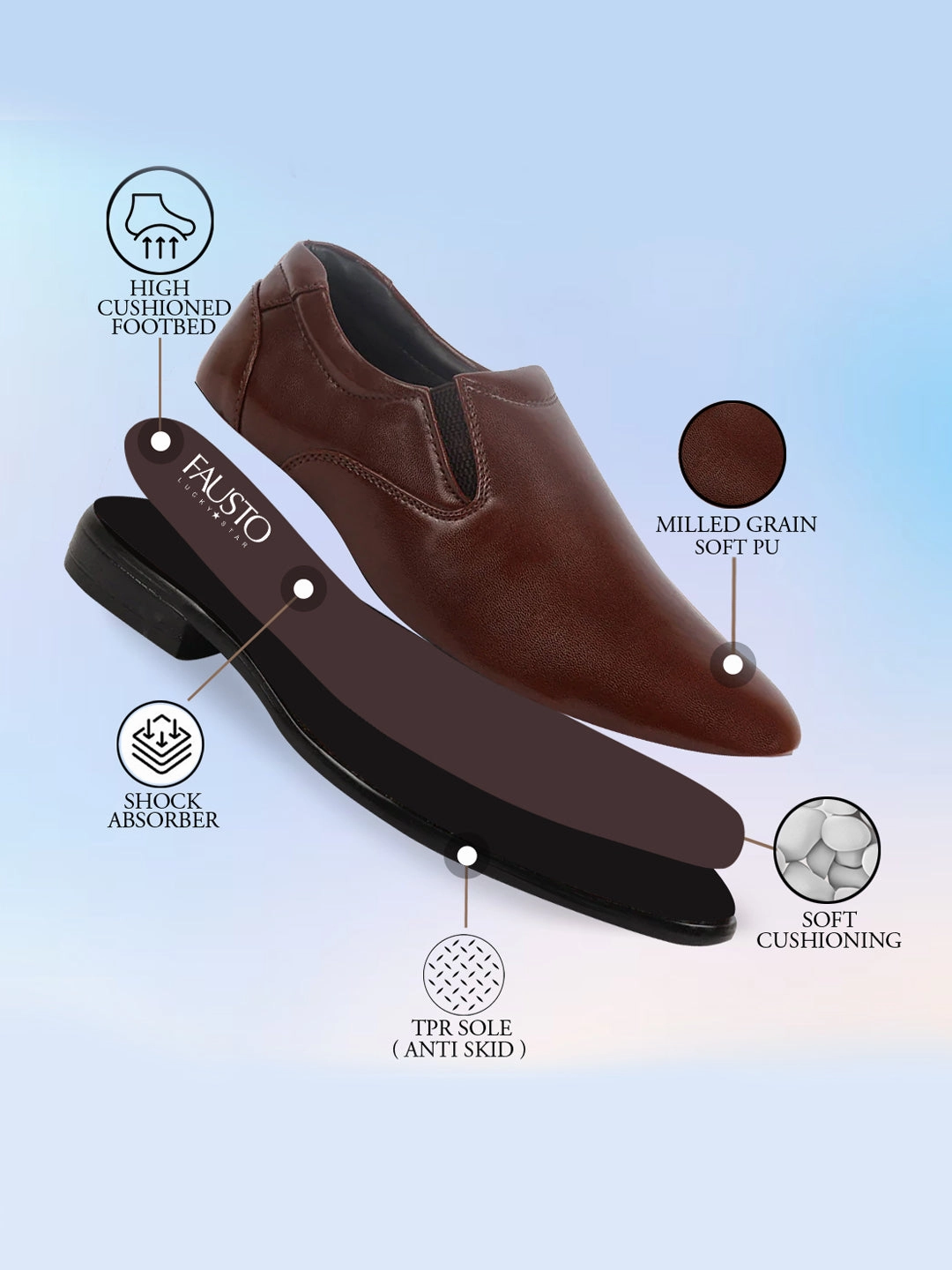 Warmest Winter Work Boots Men Brown Formal Dress Slip On Shoes With Cushioned Footbed For Office|Work|Loafer|Half Shoes|Cut Shoe