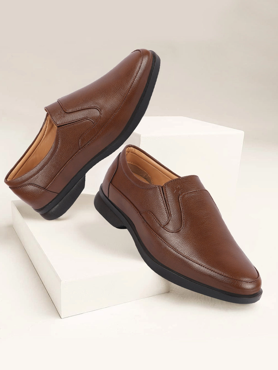 Men Brown Formal Office Meetings All Day Long Outdoor Slip On Shoes Most Comfortable Work Boots 2025