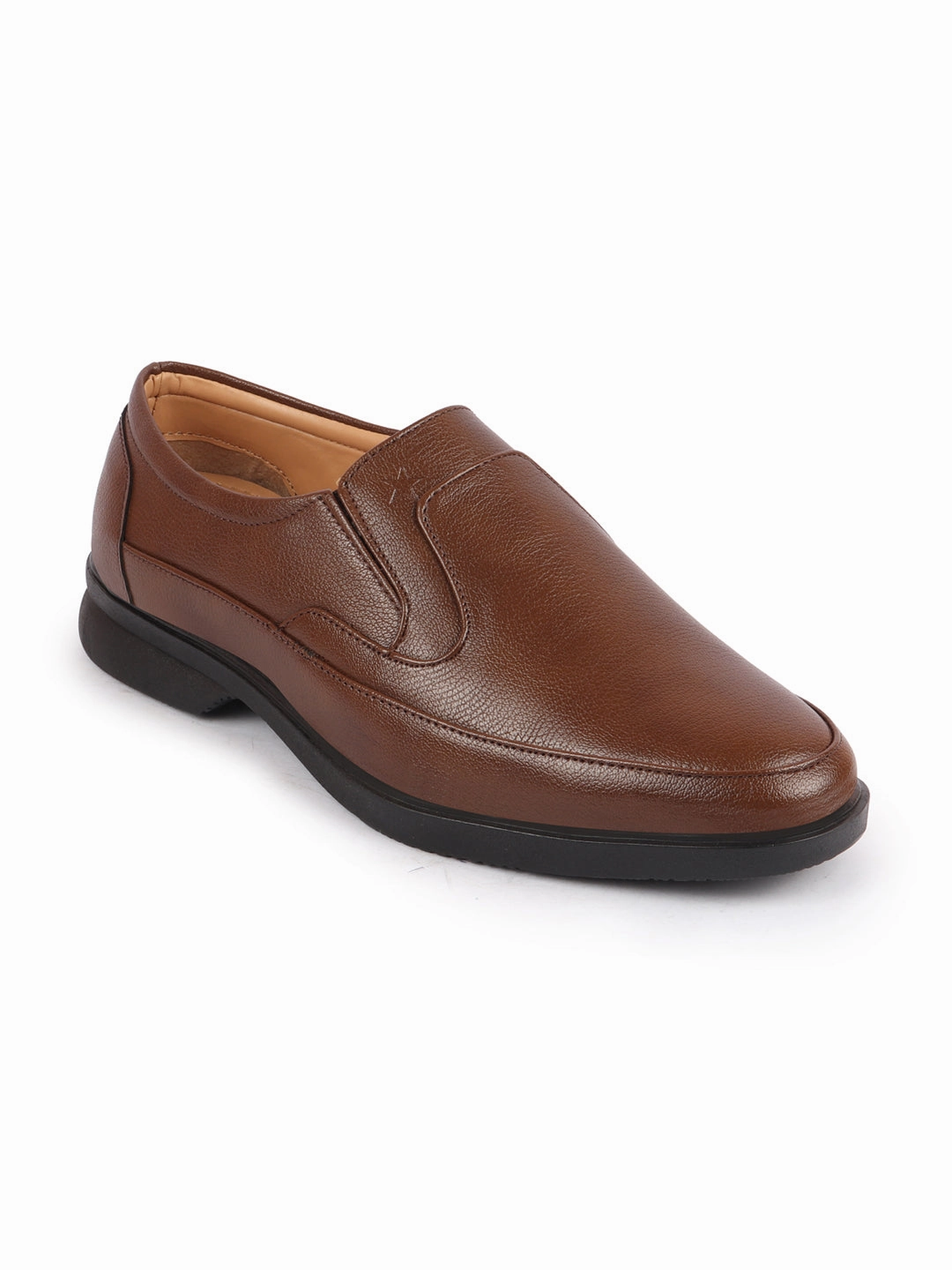 Leather Work Boots With Side Zipper Men Brown Formal Office Meetings All Day Long Outdoor Slip On Shoes