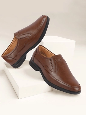 Men Brown Formal Office Meetings All Day Long Outdoor Slip On Shoes Cushioned Work Boots