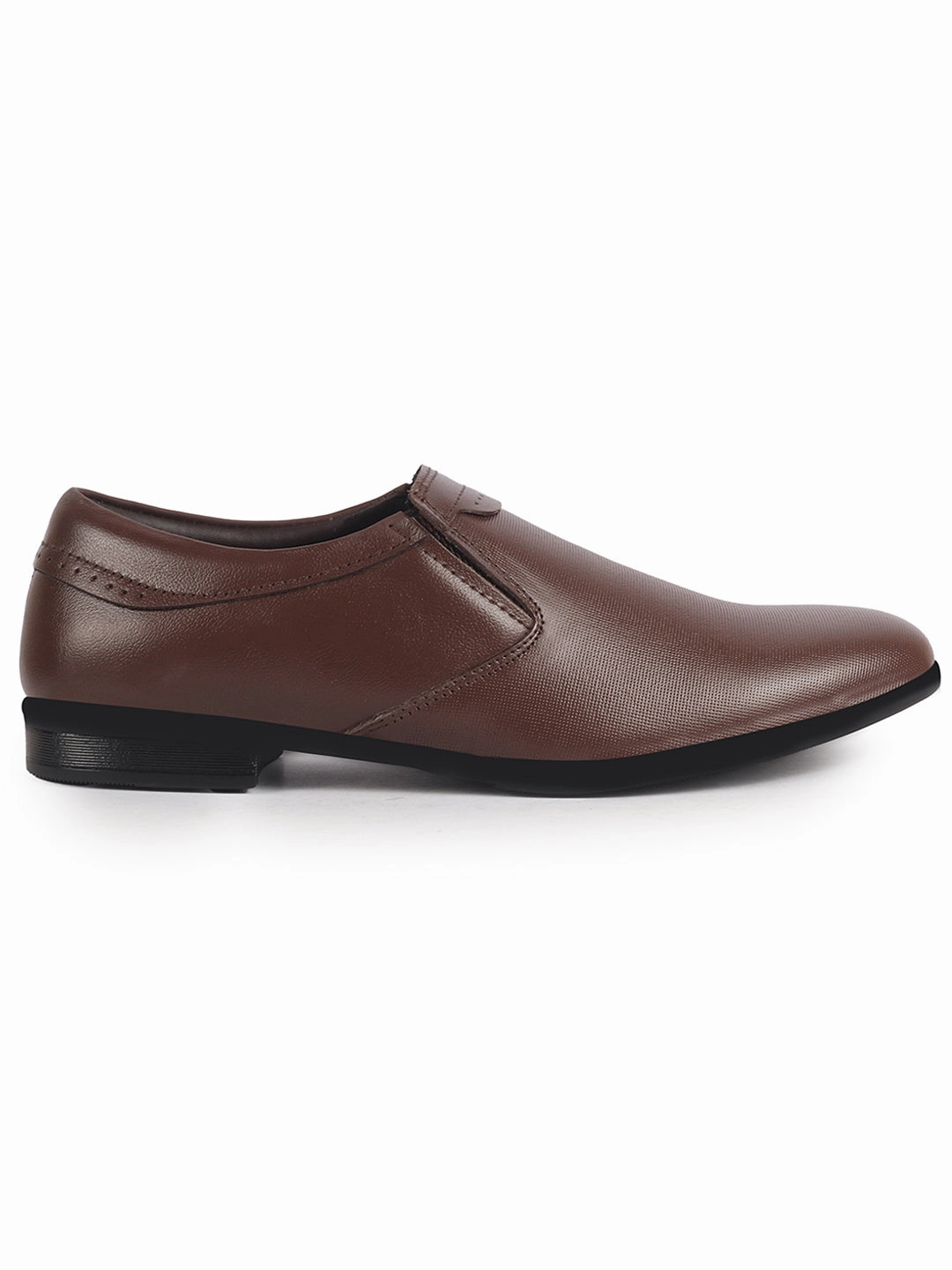 Men Brown Genuine Leather Broad Feet Formal Slip On Shoe|Work Wear|Comfort for Office|Anti Skid Sole Dsw Work Boots