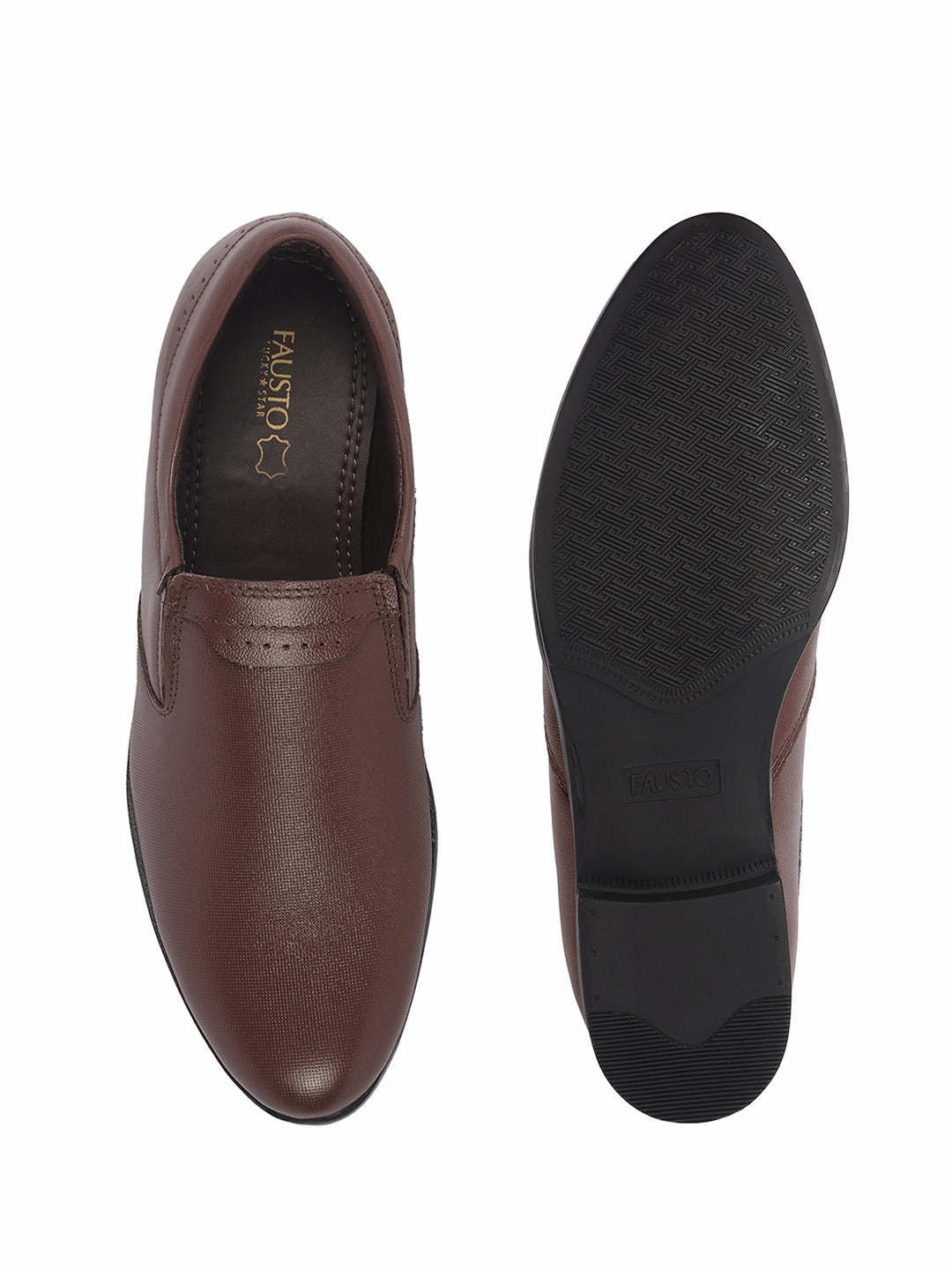 Best Work Boots For Diabetics Men Brown Genuine Leather Broad Feet Formal Slip On Shoe|Work Wear|Comfort for Office|Anti Skid Sole