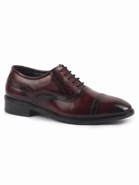 Men Brown Genuine Leather Formal Lace Up Brogue Shoes for Office|Meeting Event Shoes with Comfort Best Work Boots For Cement Floors