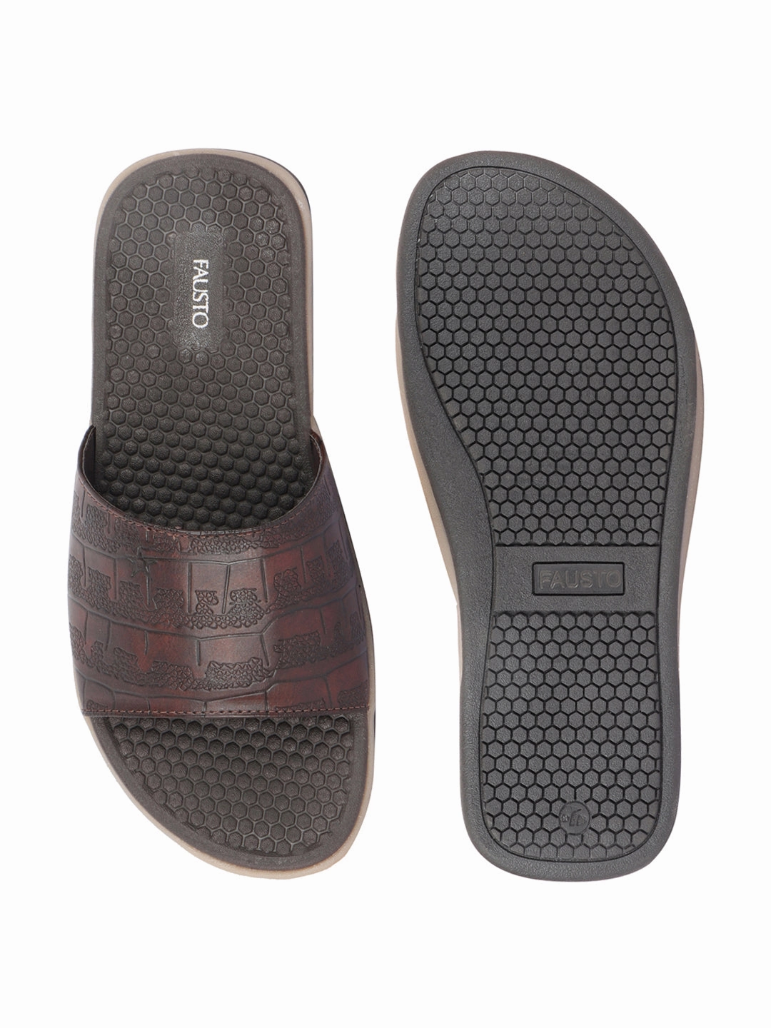 Totes Flip Flops Men Brown Open Toe Ultra Light Flexible Slip-On Slippers Flip-Flops