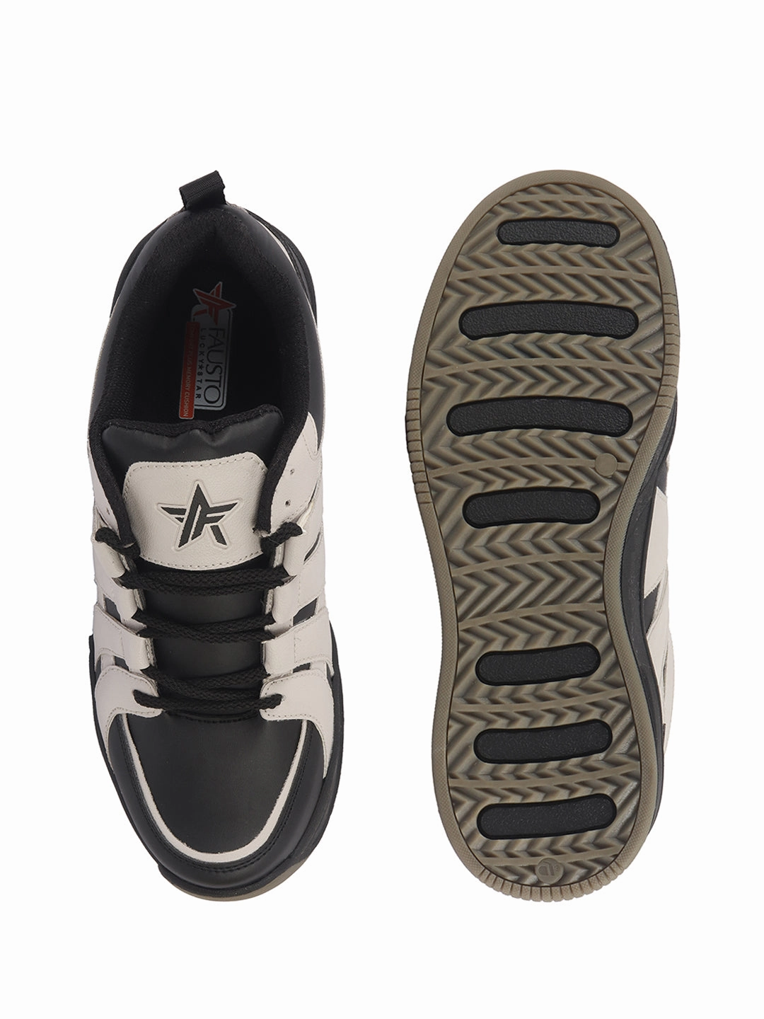 Best Travel Sneakers Men Cream/Black Colorblocked Lace Up Sneakers| Sports Running Shoes|Anti-Skid Phylon Sole|Lace-Up Athleisure Shoes|Walking Shoes