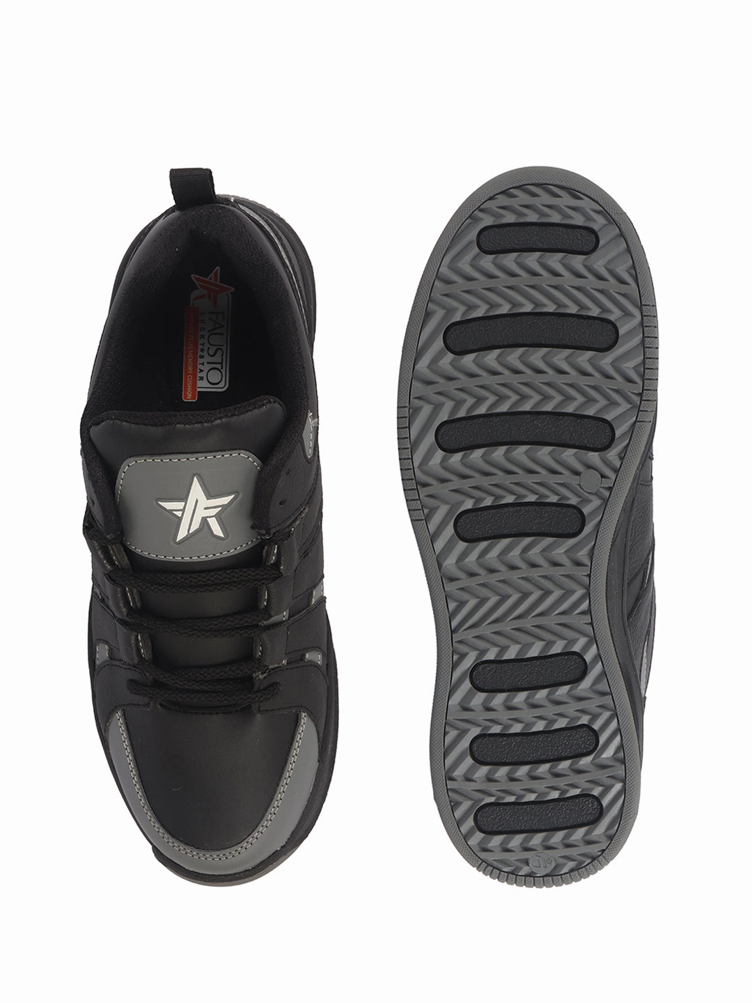 Men Grey/Black Colorblocked Lace Up Sneakers| Sports Running Shoes|Anti-Skid Phylon Sole|Lace-Up Athleisure Shoes|Walking Shoes Jordan Sneakers