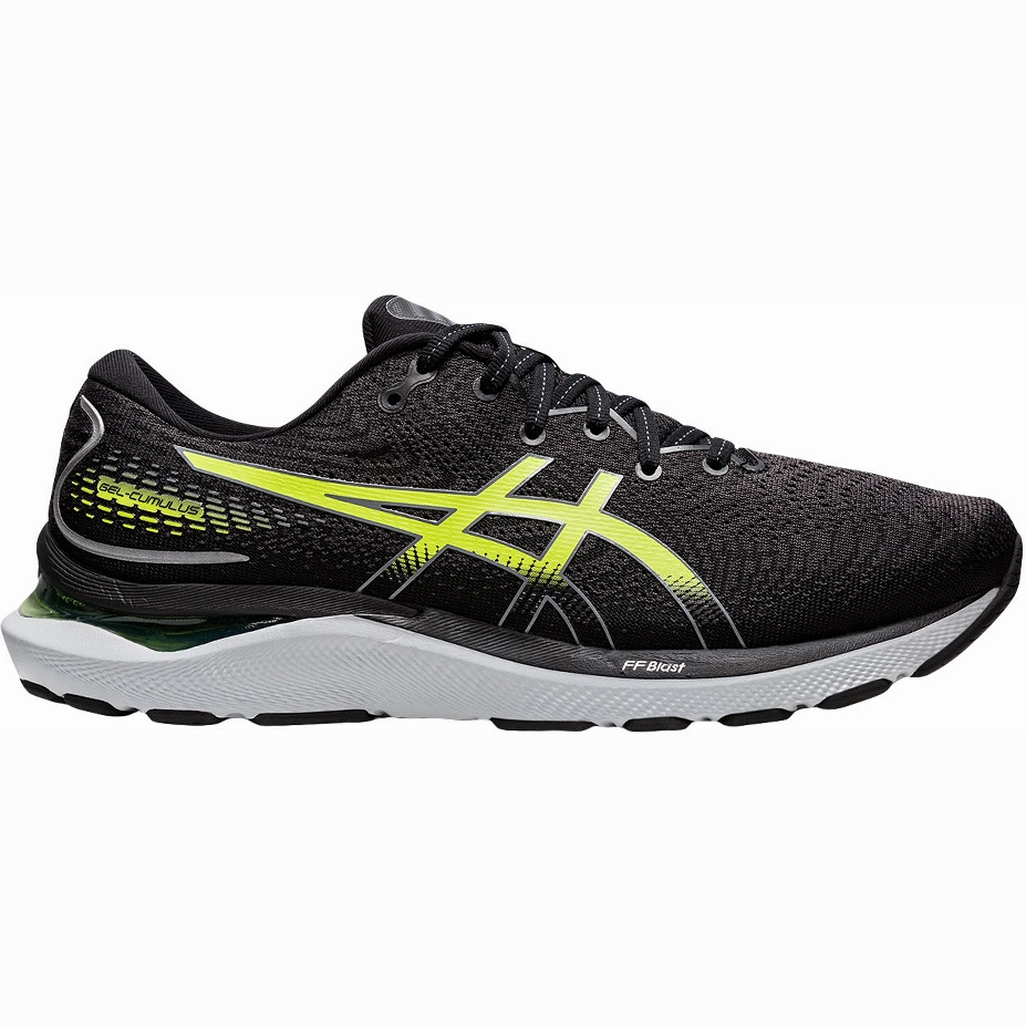 Asics Super Shoes Men's Asics GEL-Cumulus 24, Black/Hazard Green, 10.5 D Medium