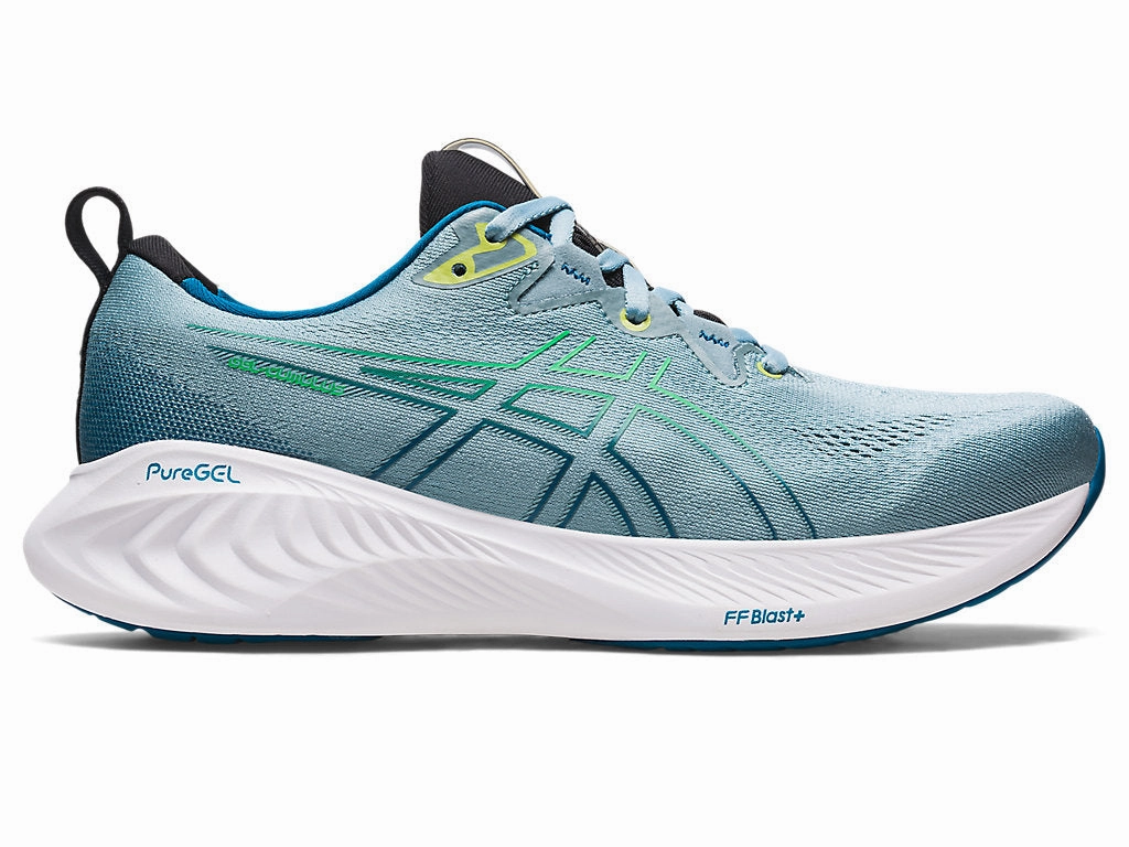 Asics Netburner Volleyball Shoes Men's Asics Gel-Cumulus 25, Light Steel/Cilantro, 11.5 D Medium