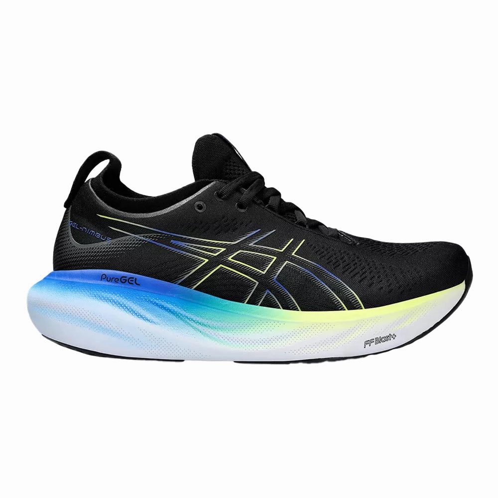 Men's Asics Gel-Nimbus 25, Black/Glow Yellow, 11 2E Wide Asics Gel-kayano 29 Running Shoes