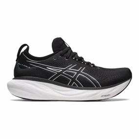 Men's Asics Gel-Nimbus 25, Black/Pure Silver, 6.5 2E Wide Unisex Asics Running Shoes