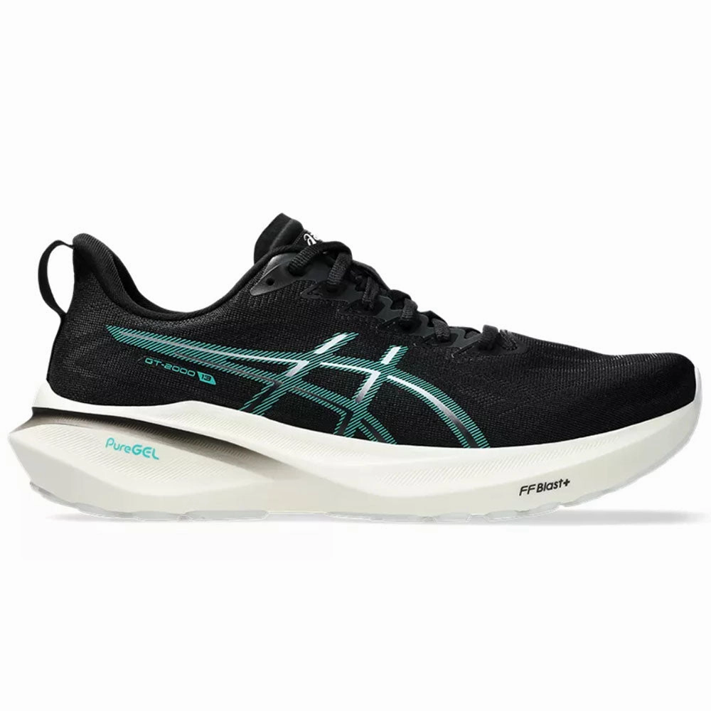 Asics Glideride Running Shoes Men's Asics GT-2000 13, Black/Wave Teal, 8.5 D Medium