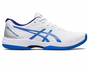 Men's Asics Solution Swift FlyteFoam, White/Electric Blue, 10.5 D Medium Asics Shoes For Beginners