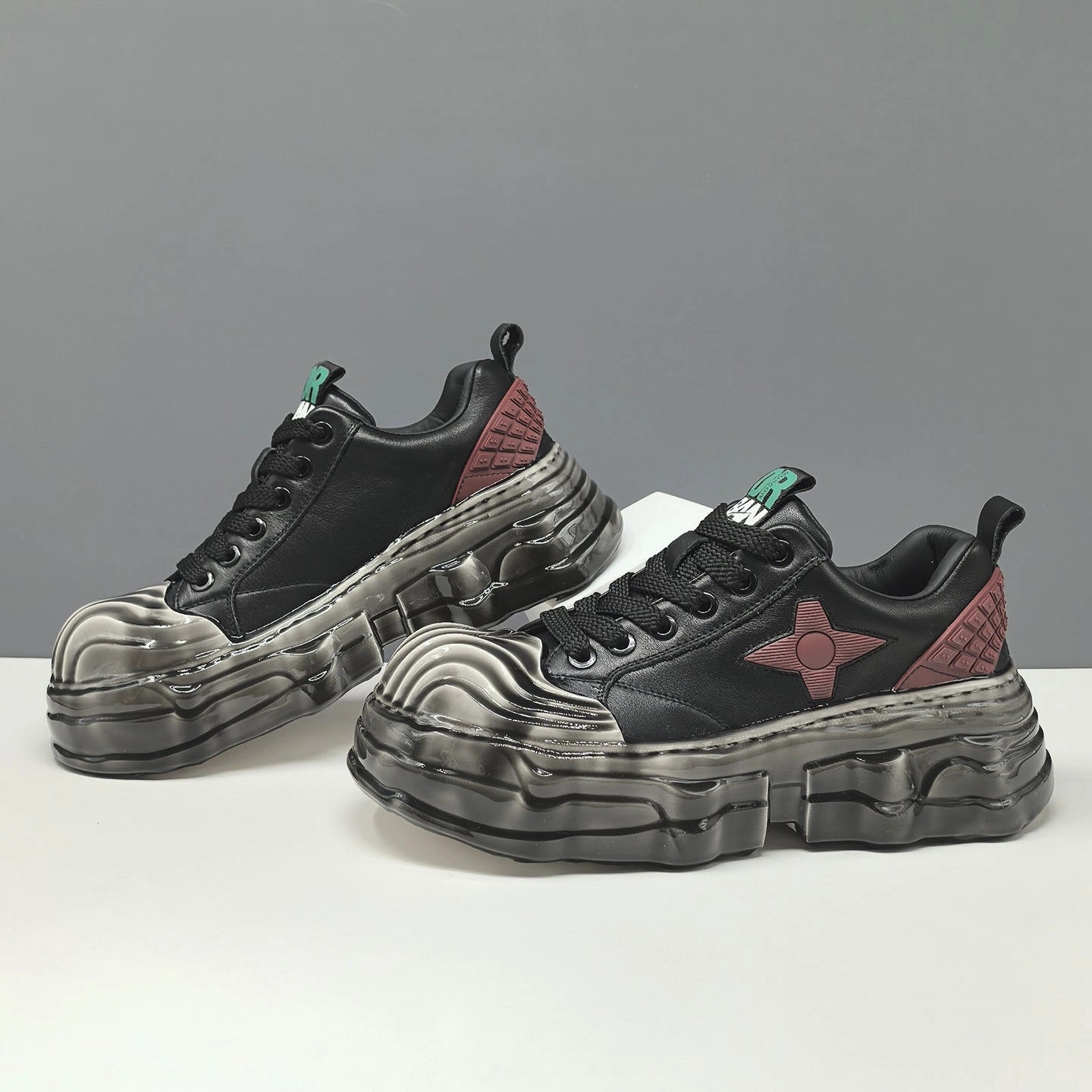 Men's Fashion Leather Platform Casual Sneakers Retro High Top Sneakers