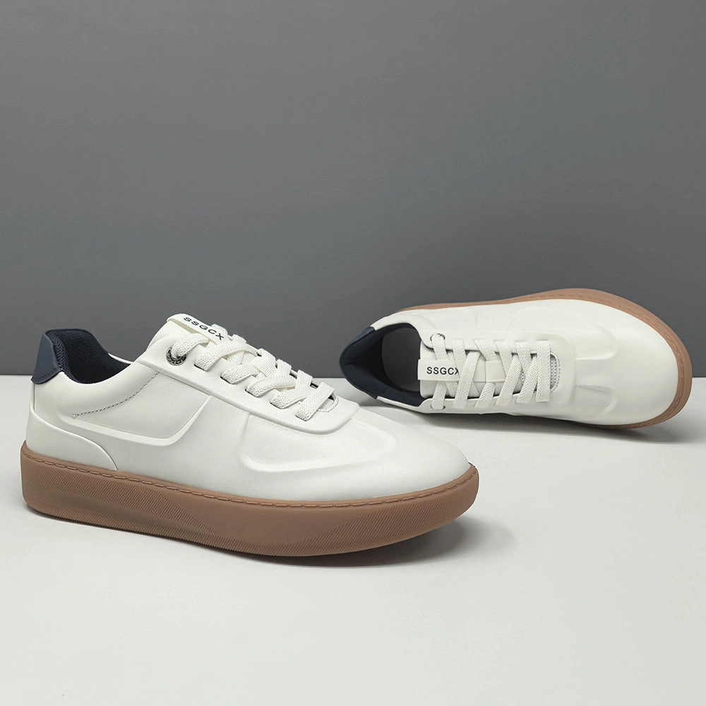 Men's Minimalism Embossed Leather Casual Sneakers Washing Sneakers In Washer