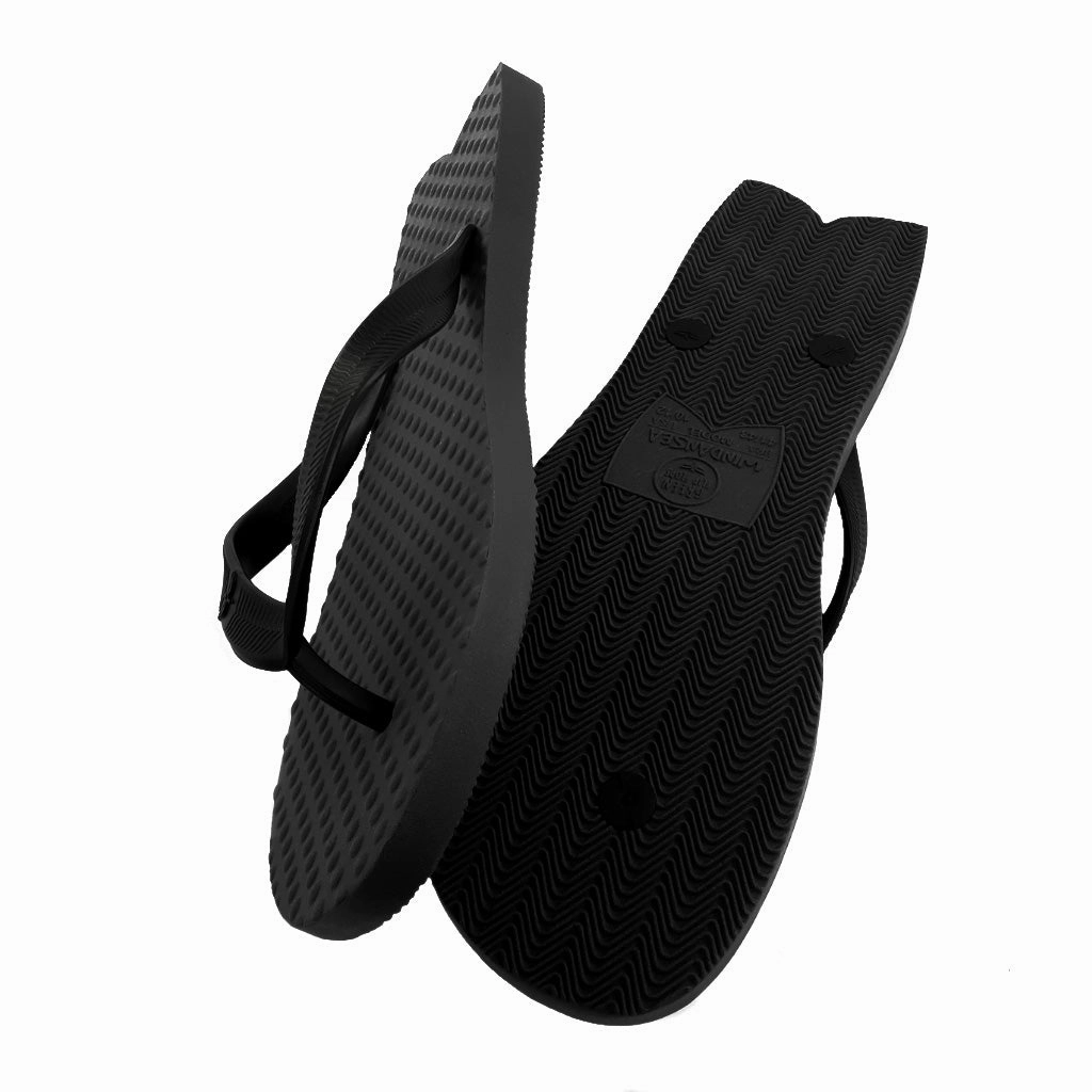 Flip Flops Flatform Men's Sustainable Flip Flops Fish Style Recycled Black with Recycled Black Straps