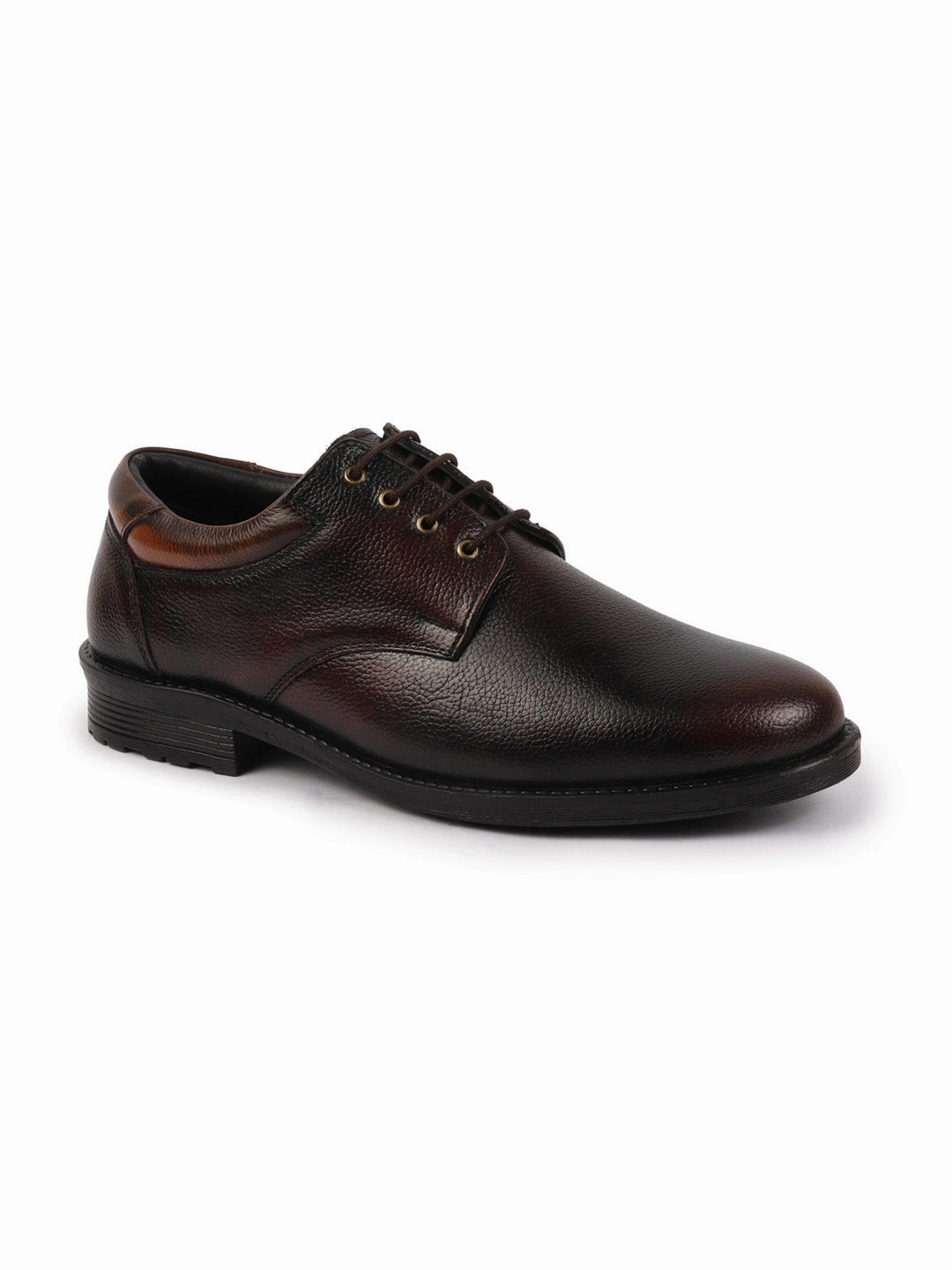Men Tan Genuine Burnish Leather Formal Lace Up Derby Shoes For Office|Work 80s Work Boots