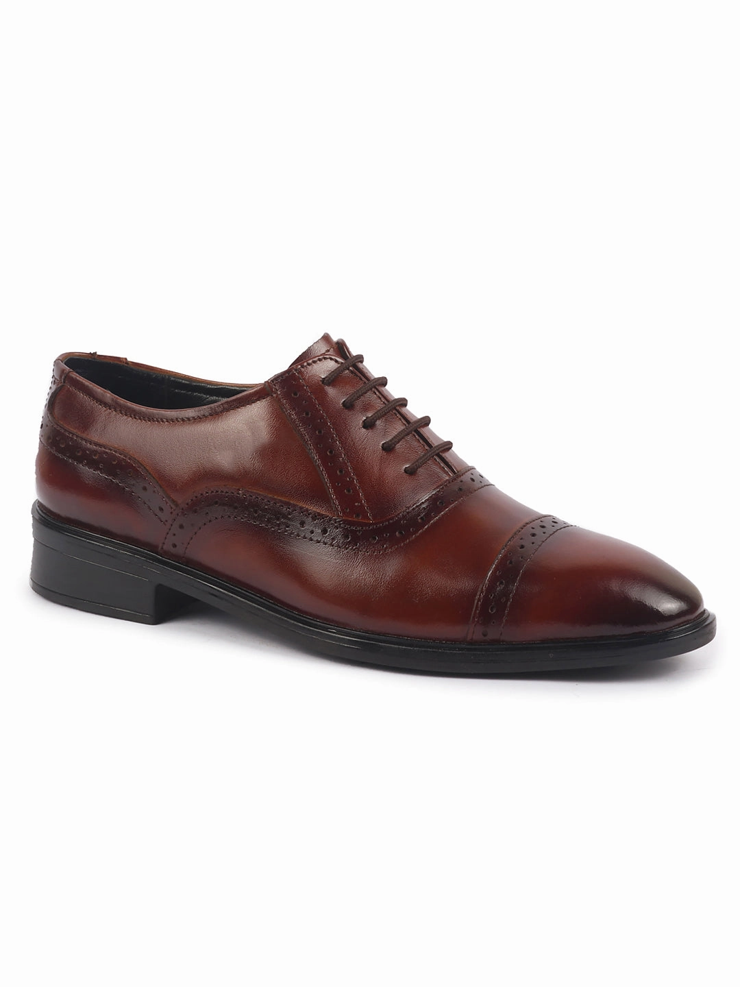 Men Tan Genuine Leather Formal Lace Up Brogue Shoes for Office|Meeting Event Shoes with Comfort Army Work Boots